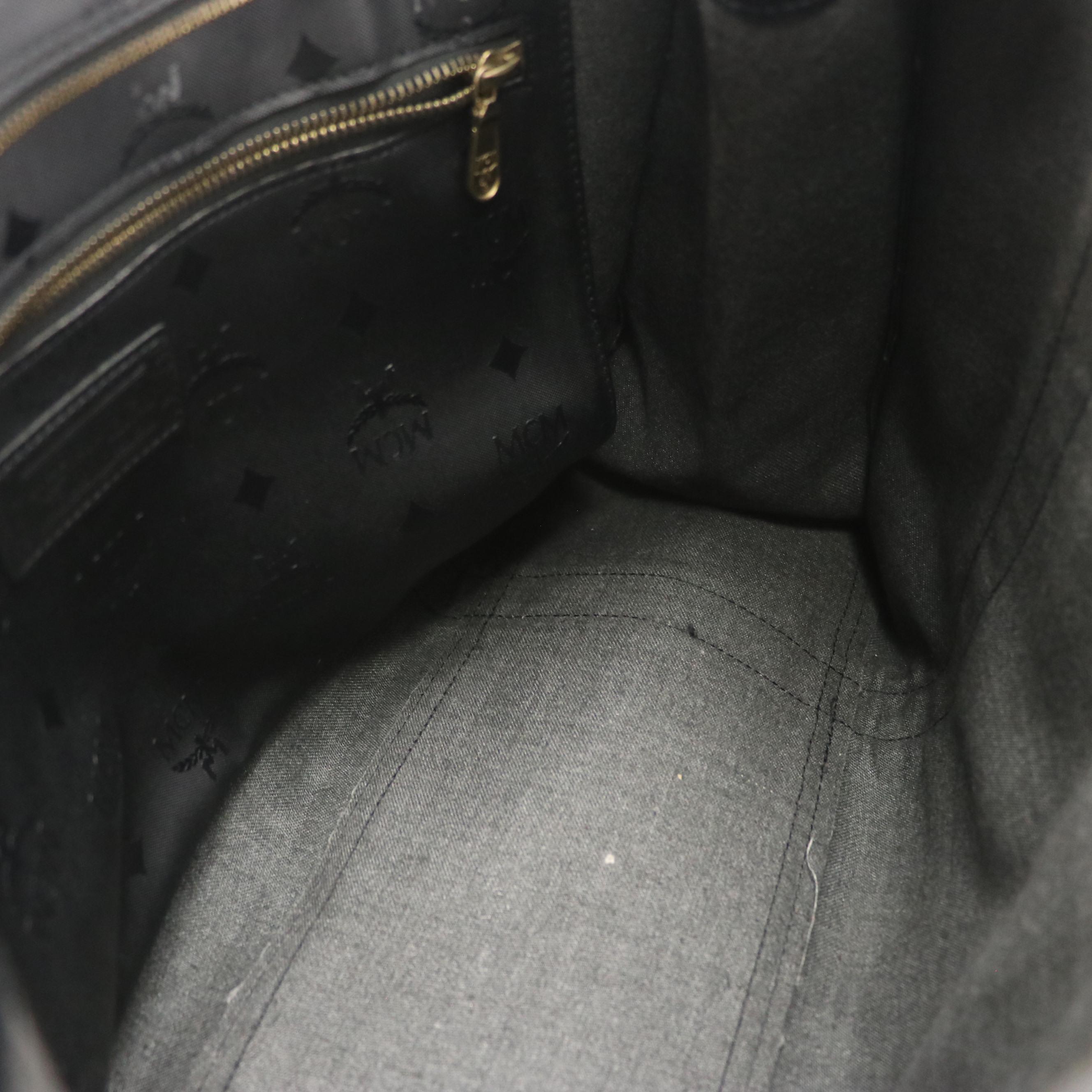 MCM Zippered Shoulder Bag in Black Visetos Nylon