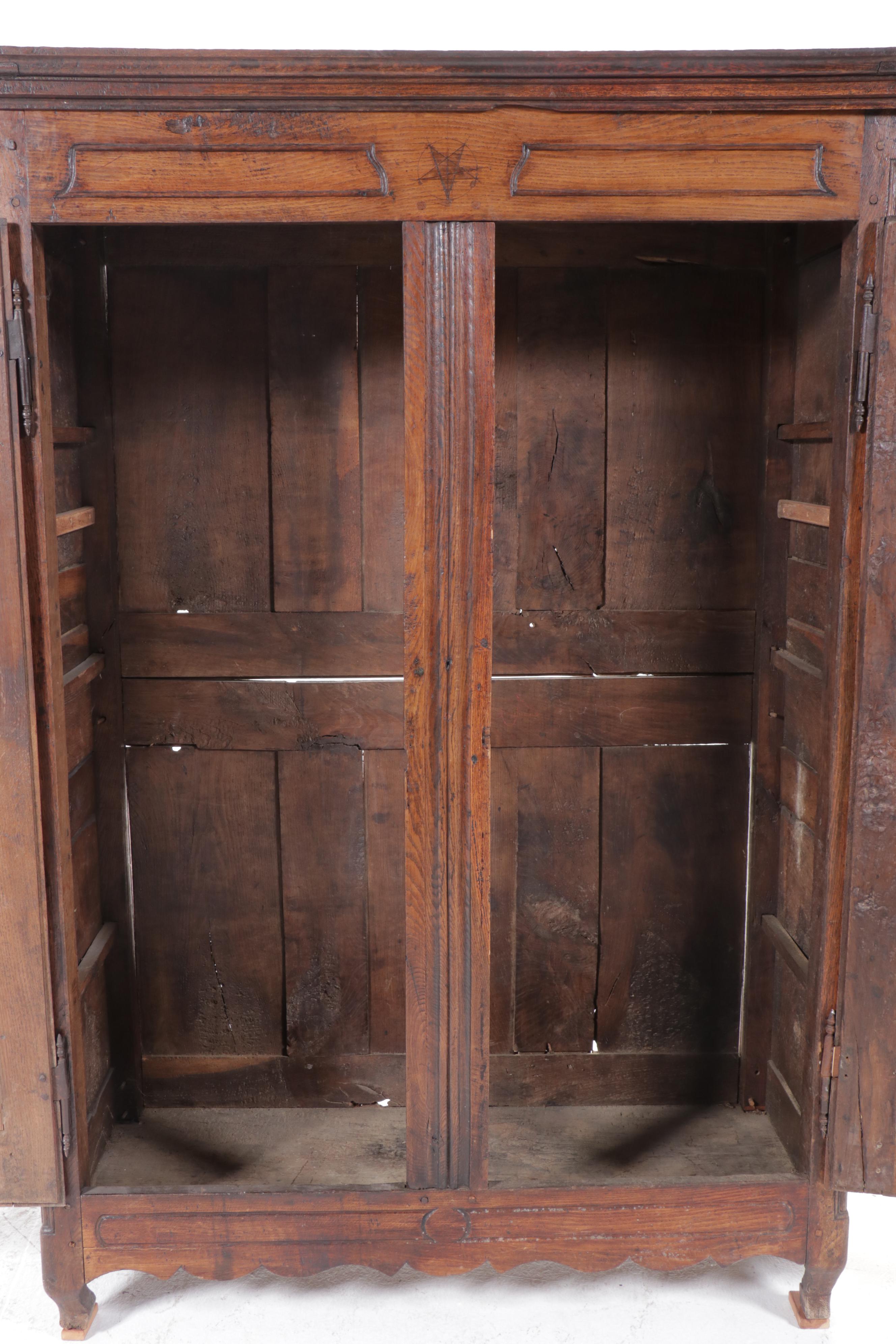 French Provincial Style Carved Oak Wardrobe, 19th Century