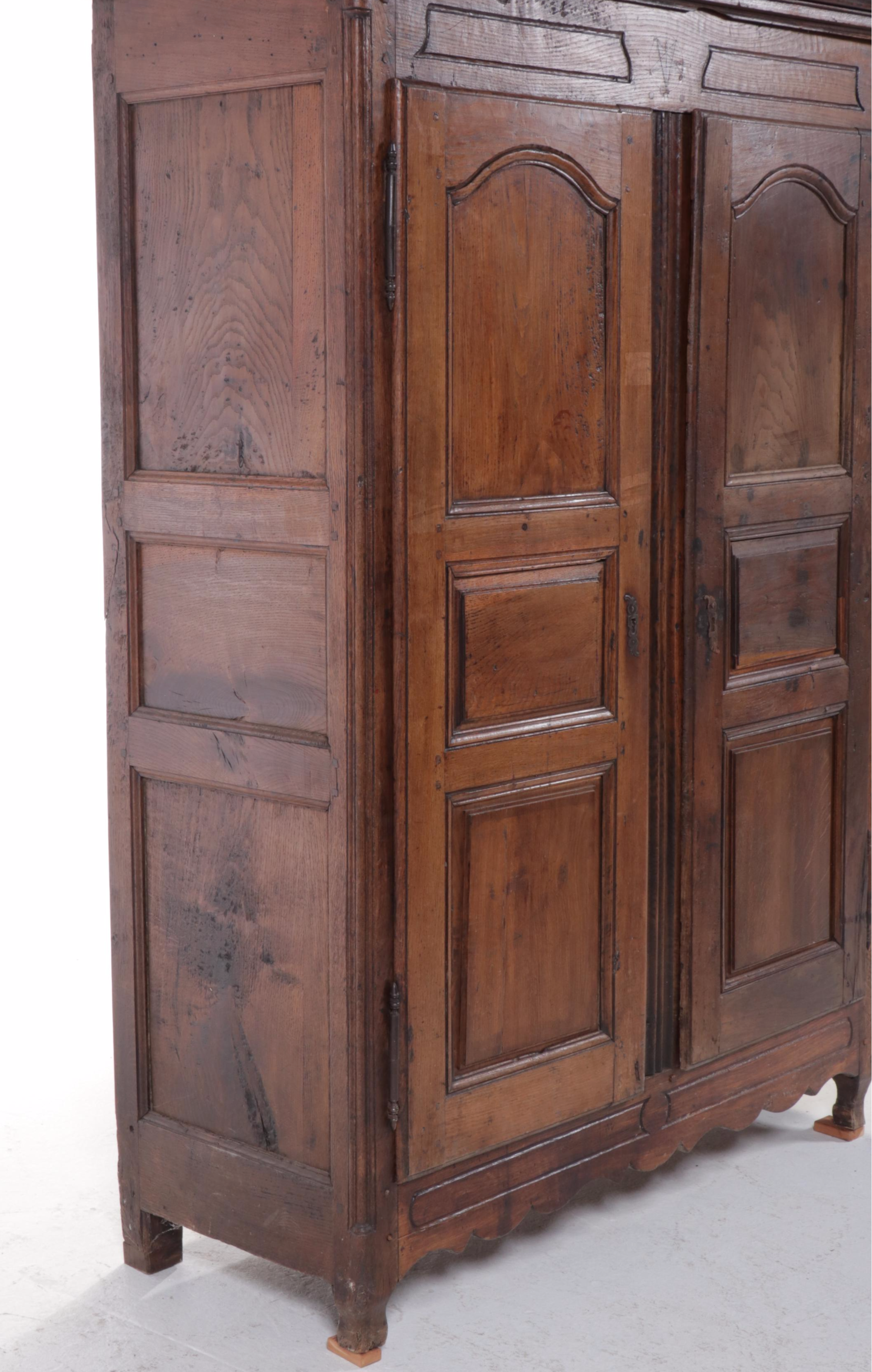 French Provincial Style Carved Oak Wardrobe, 19th Century
