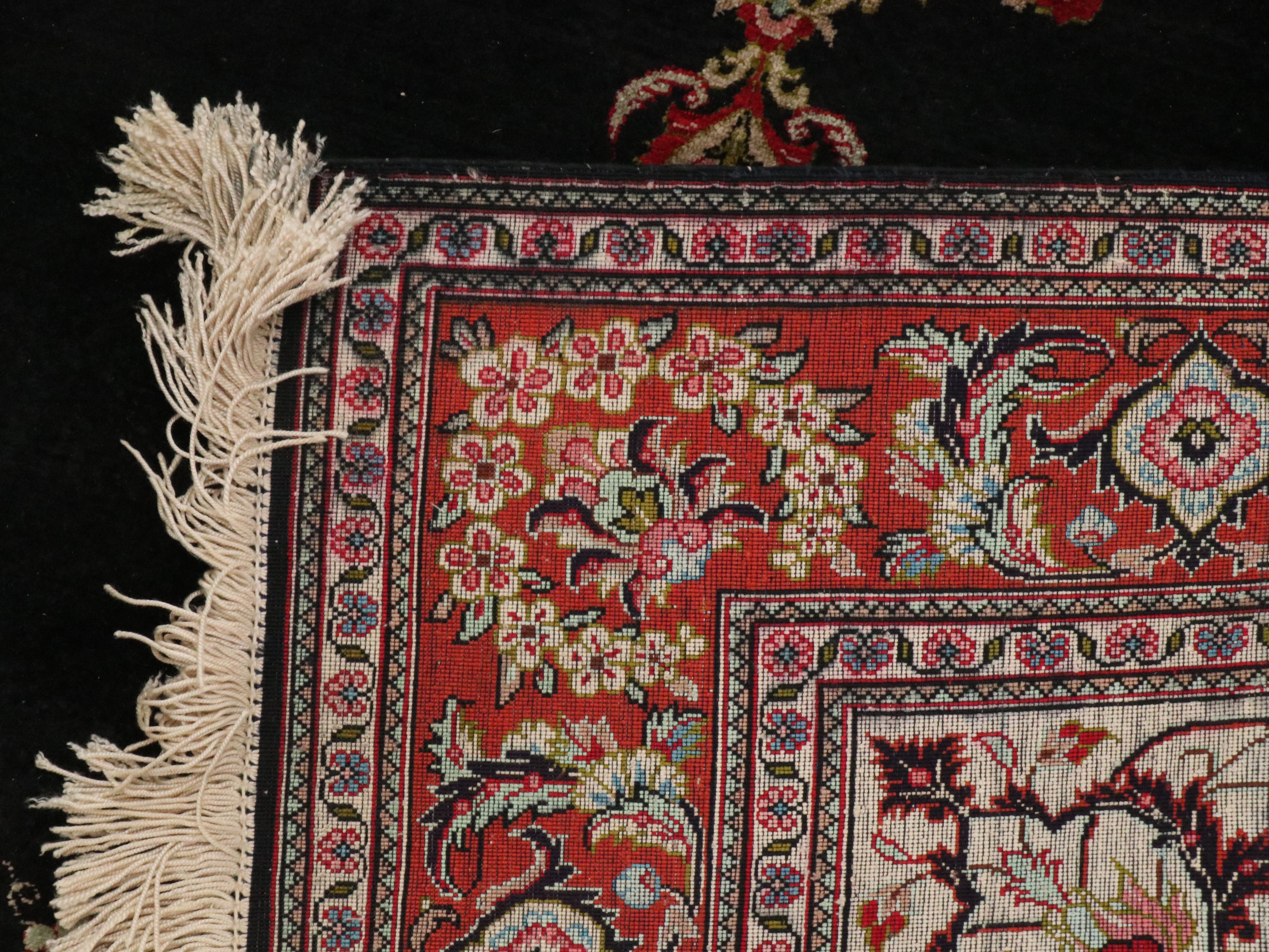 3'3 x 5'3 Hand-Knotted Persian Kerman Style Silk Accent Rug