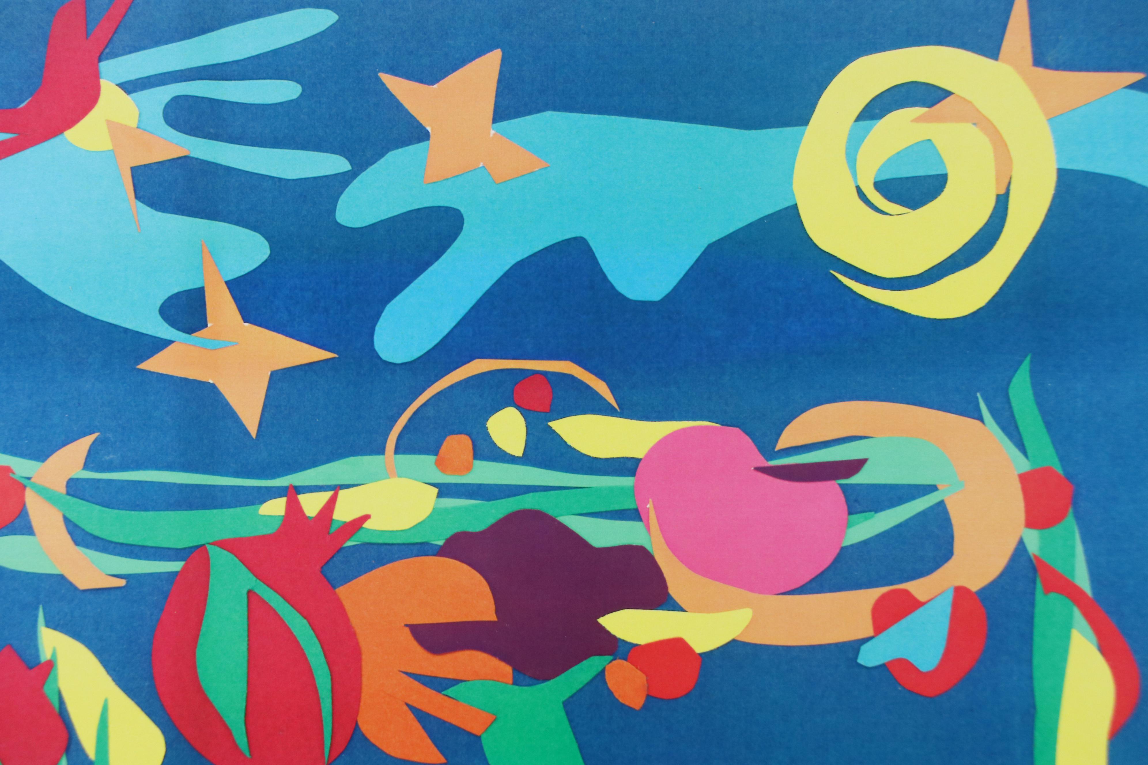 Flora Rosefsky Stylized Photomechanical Print of Outdoor Seating Area, 1997