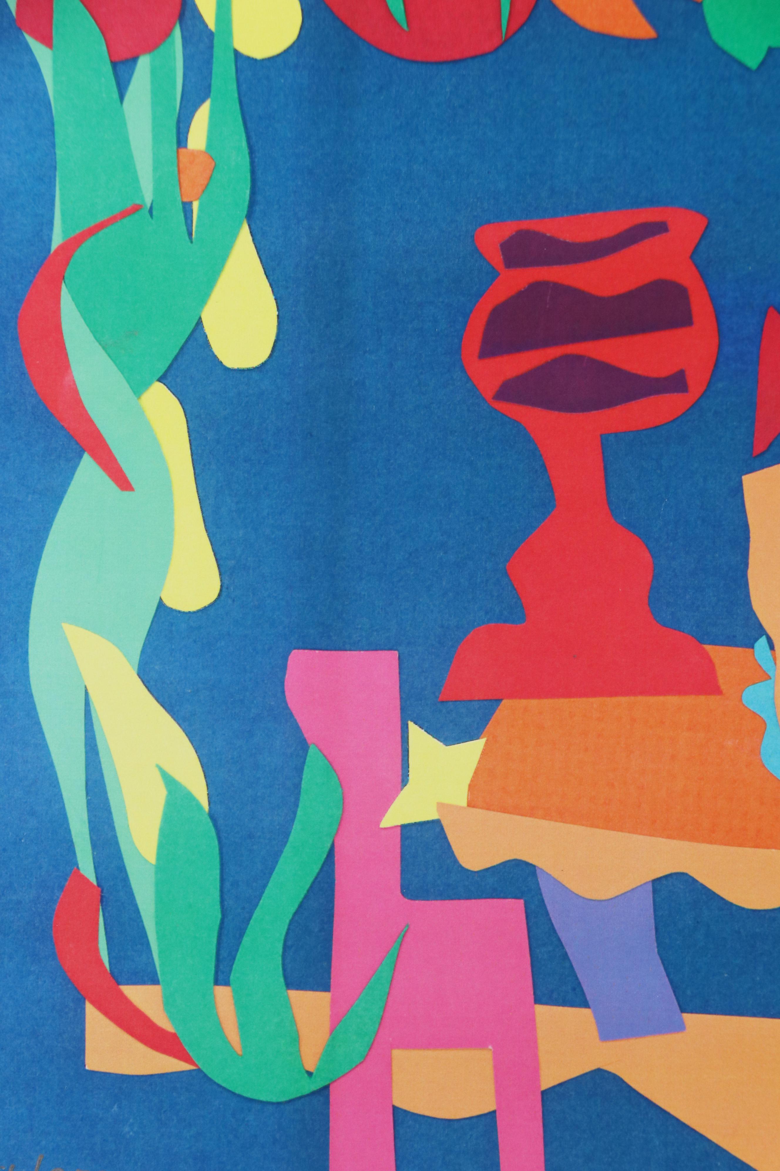 Flora Rosefsky Stylized Photomechanical Print of Outdoor Seating Area, 1997