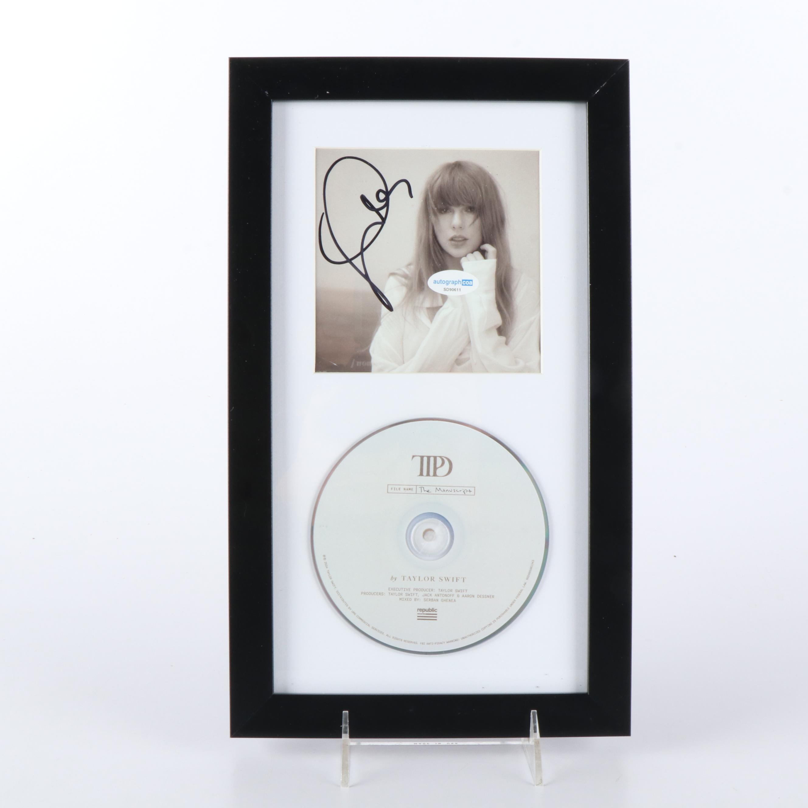 Taylor Swift Signed "The Tortured Poets Department" CD Card in Frame