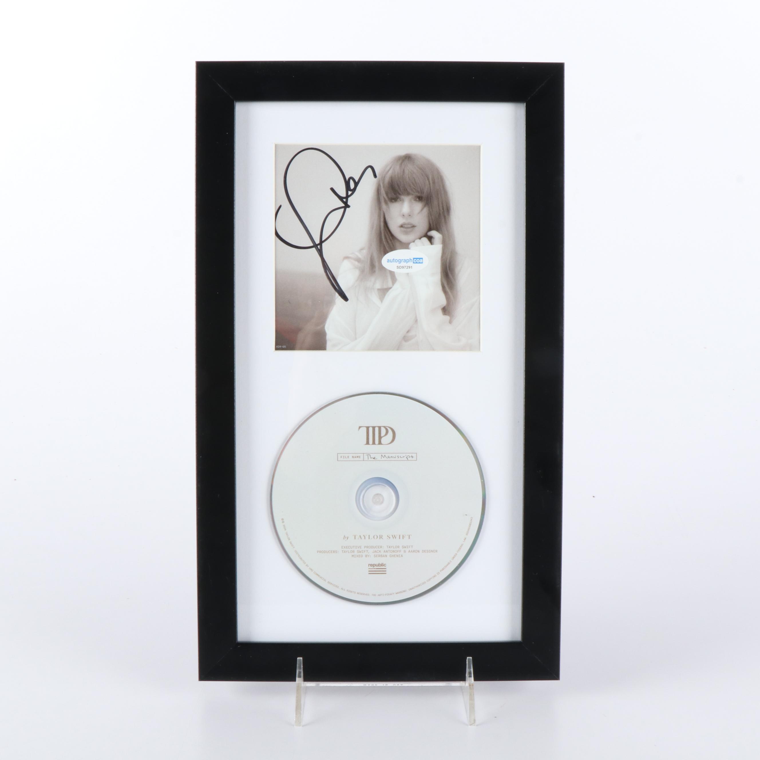 Taylor Swift Signed "The Tortured Poets Department" CD Card in Frame