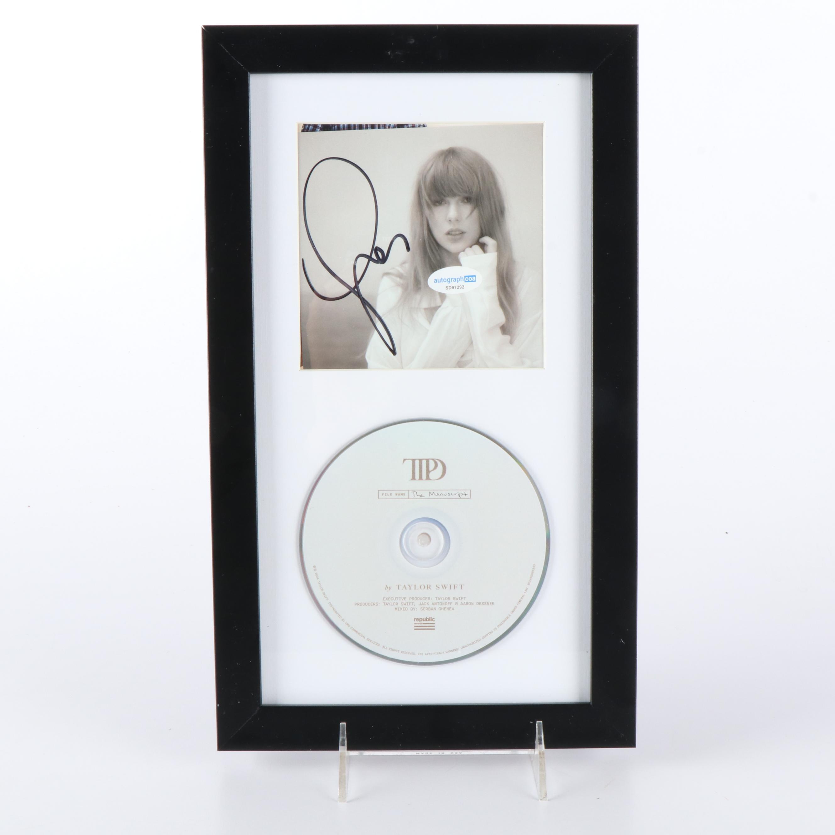 Taylor Swift Signed "The Tortured Poets Department" CD Card in Frame