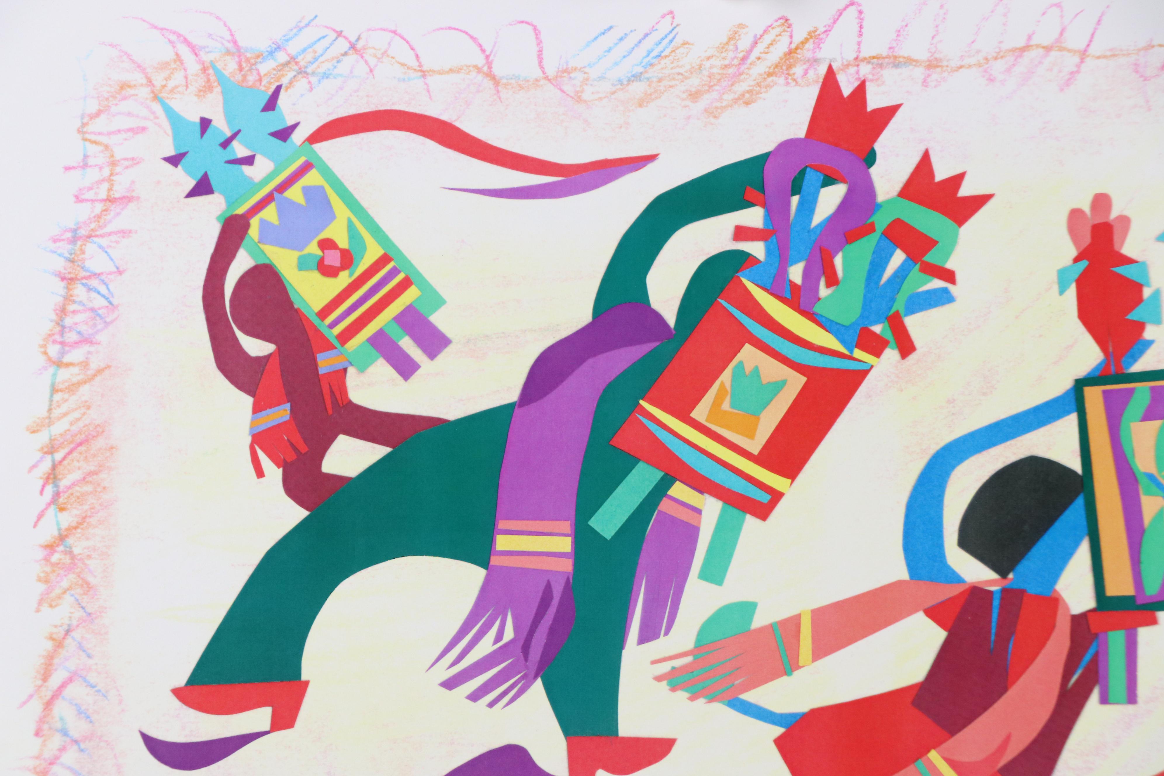 Flora Rosefsky Figural Stylized Photomechanical Print, Late 20th Century