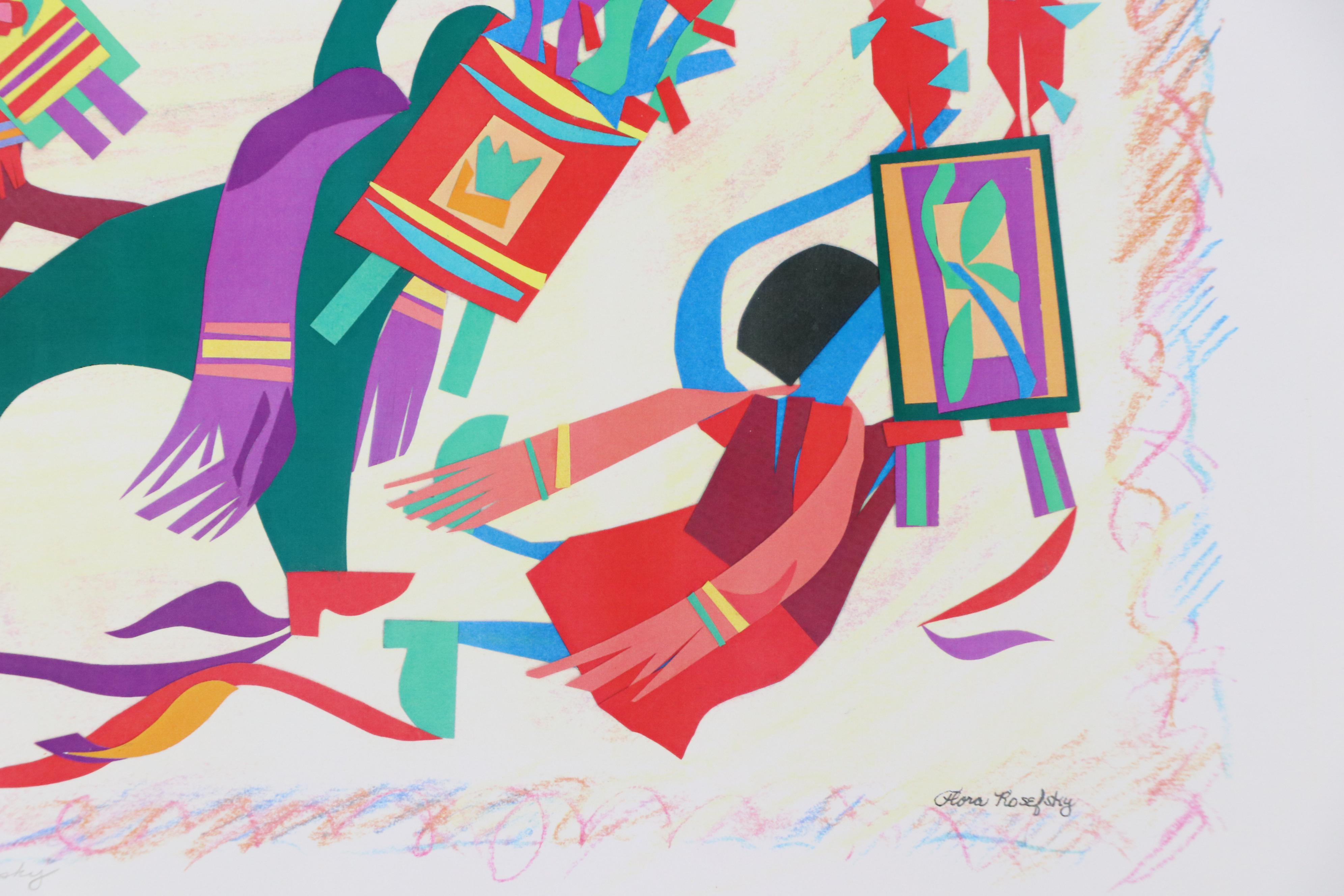 Flora Rosefsky Figural Stylized Photomechanical Print, Late 20th Century