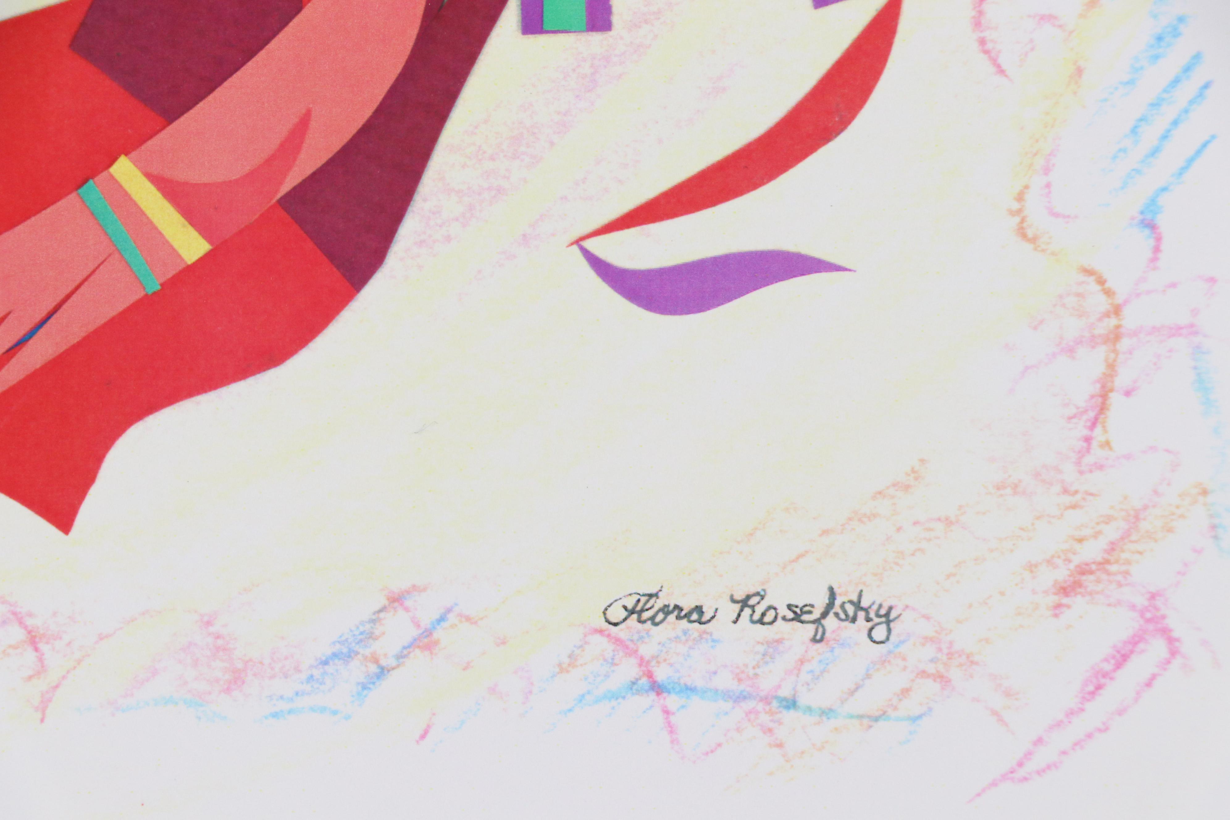 Flora Rosefsky Figural Stylized Photomechanical Print, Late 20th Century