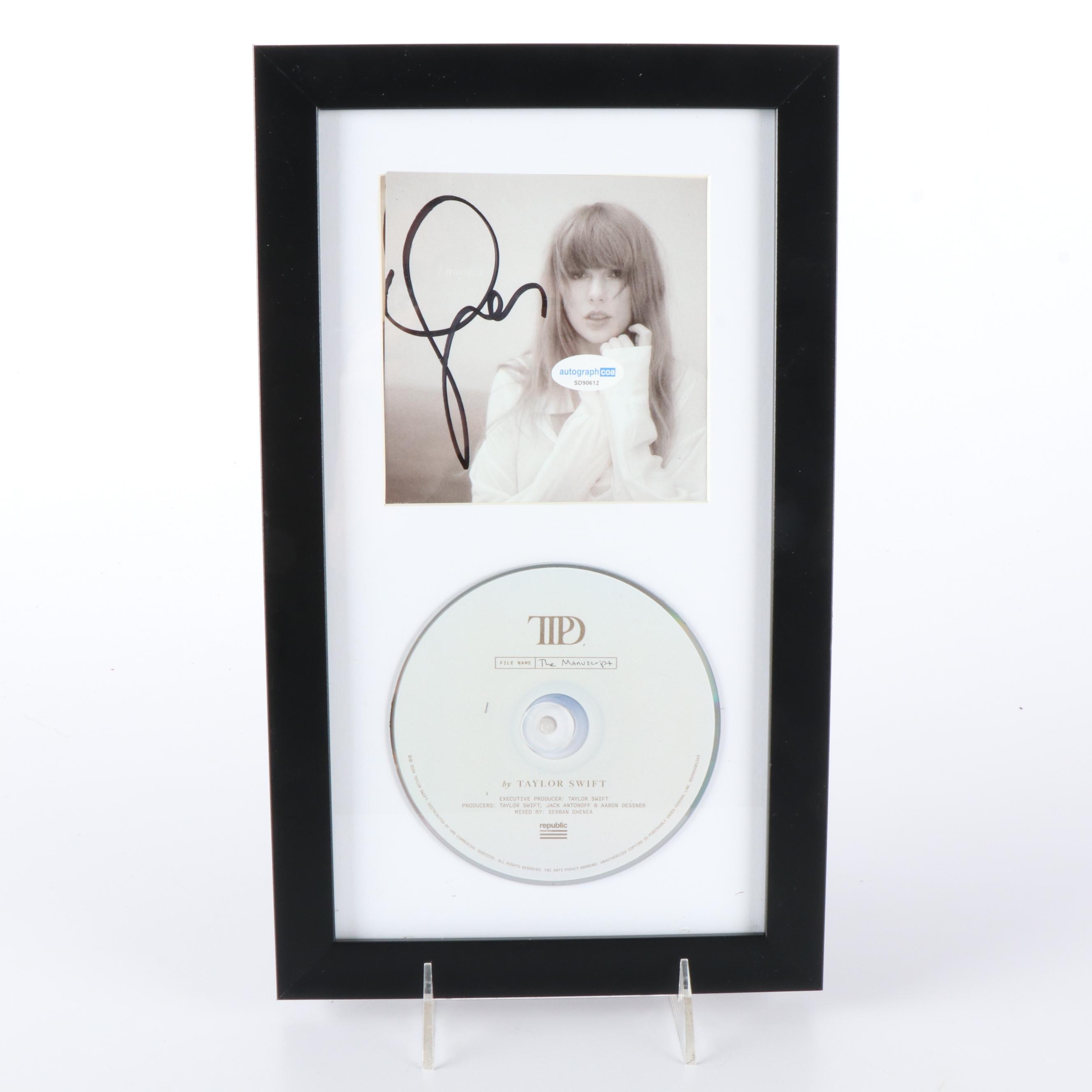 Taylor Swift Signed "The Tortured Poets Department" CD Card in Frame