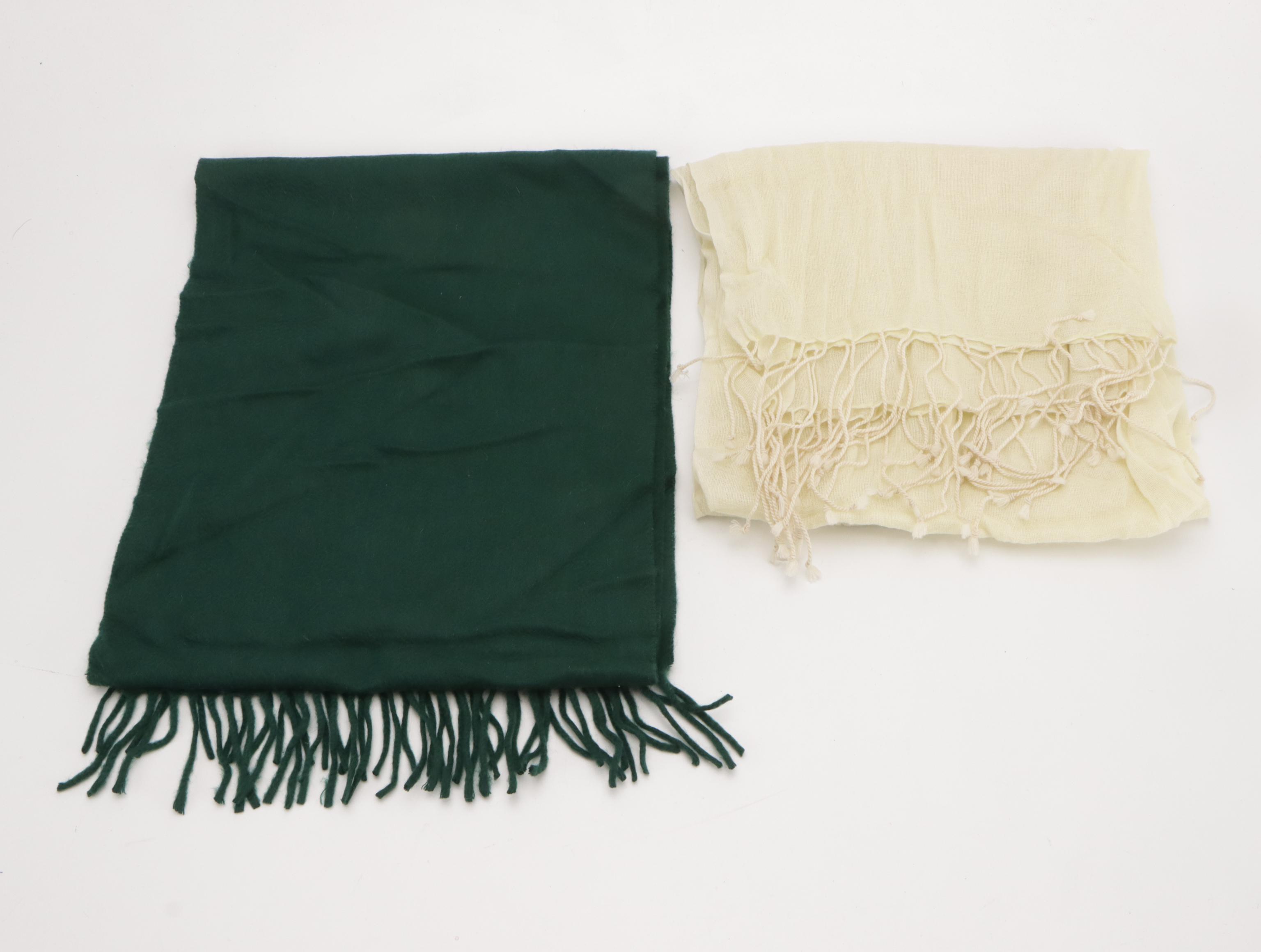 Forte Emerald Cashmere Fringe Scarf, Pashmina Silk Blend Shawl Scarf, and More