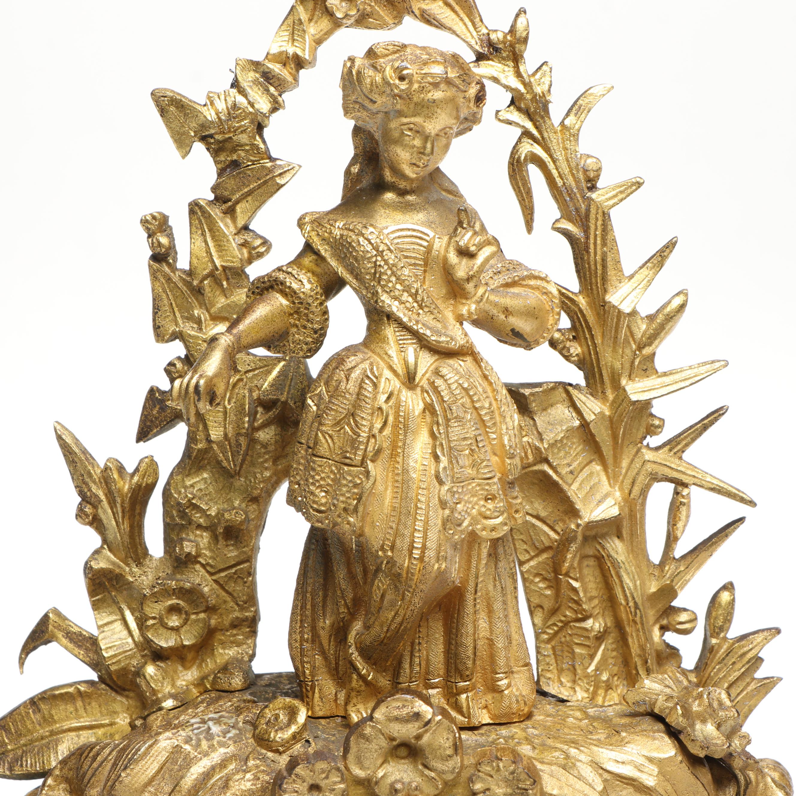 French Rococo Style Gilt Bronze Mantel Clock, 19th Century