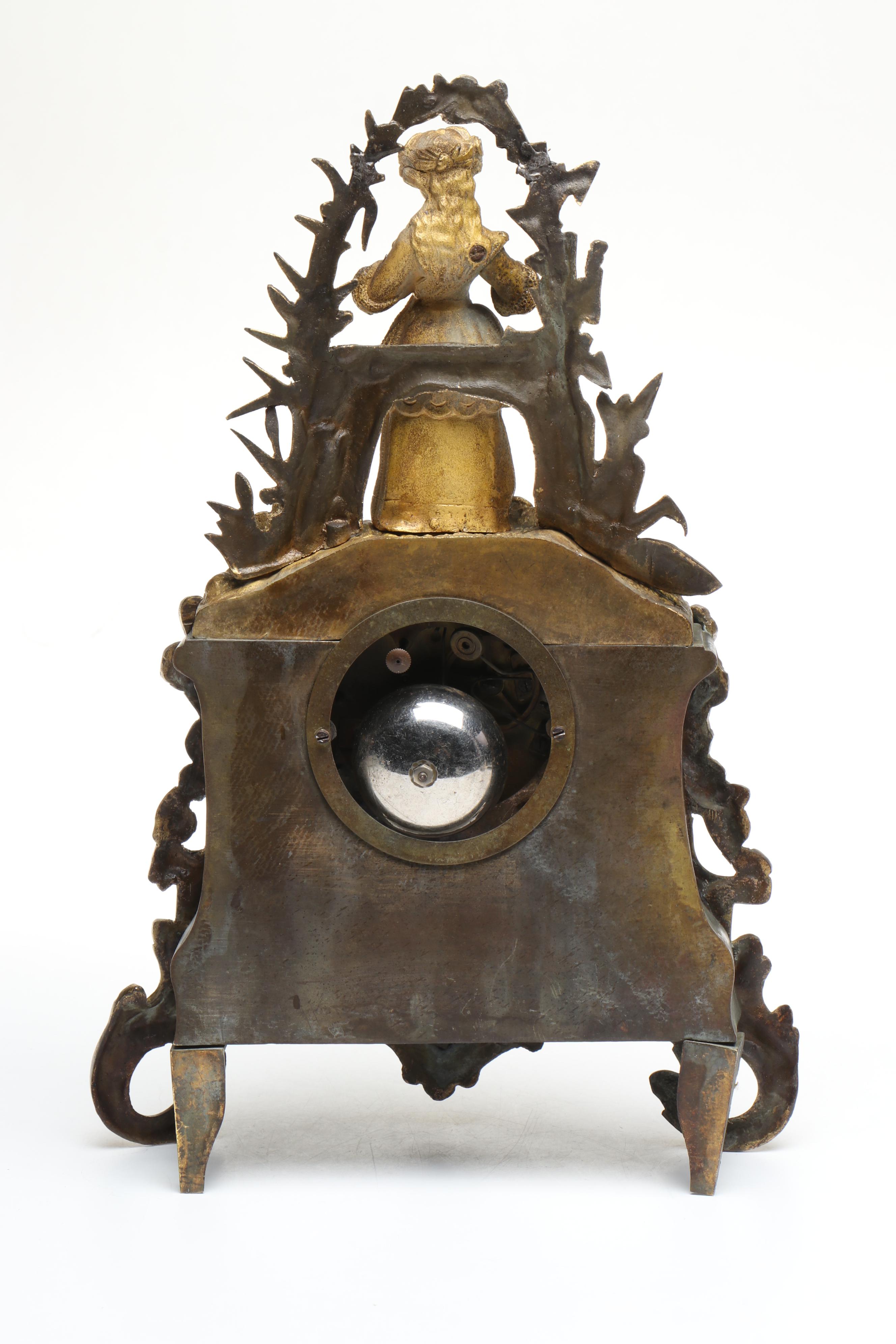 French Rococo Style Gilt Bronze Mantel Clock, 19th Century