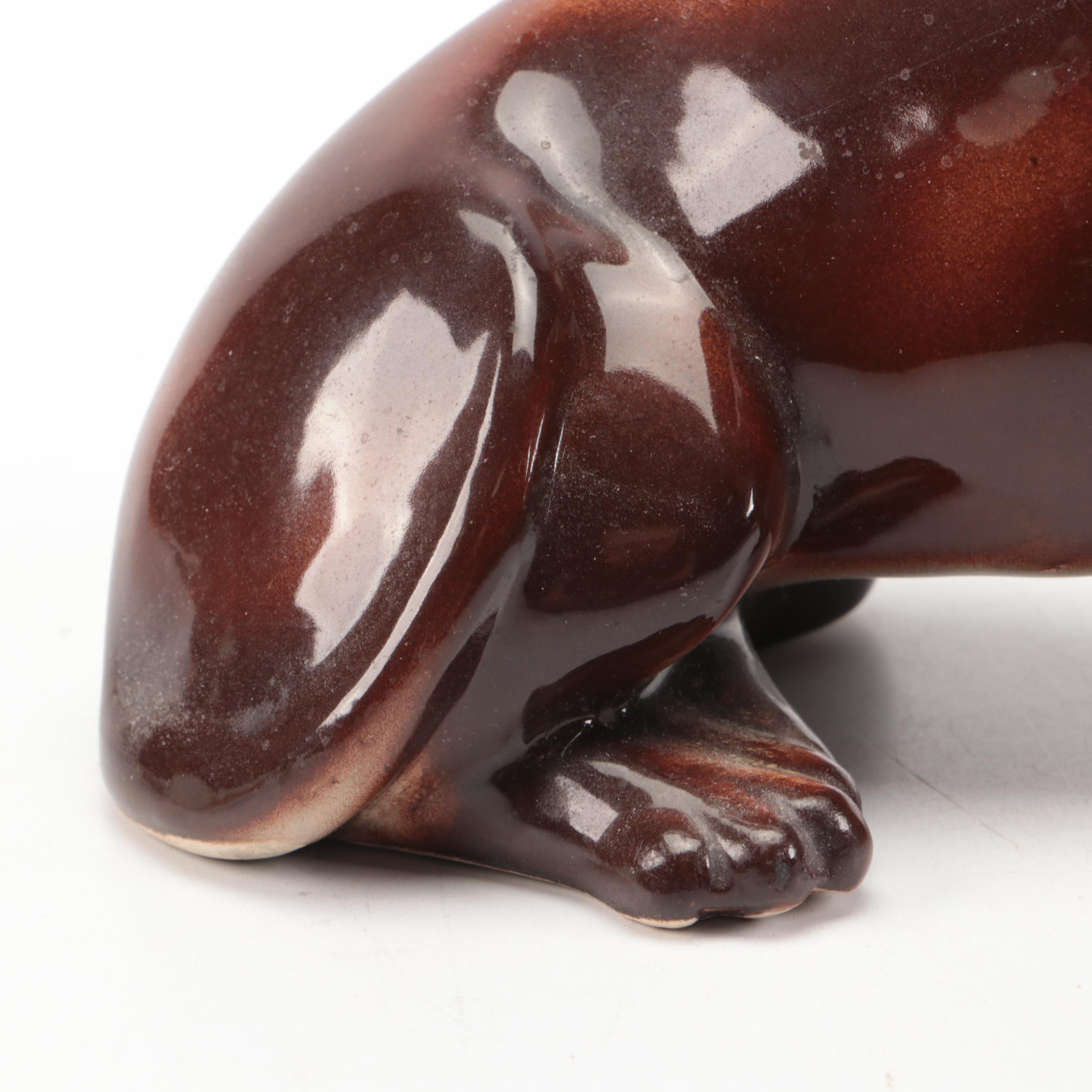 Dachshund Porcelain Figure with Esco Wood Parallel Ruler