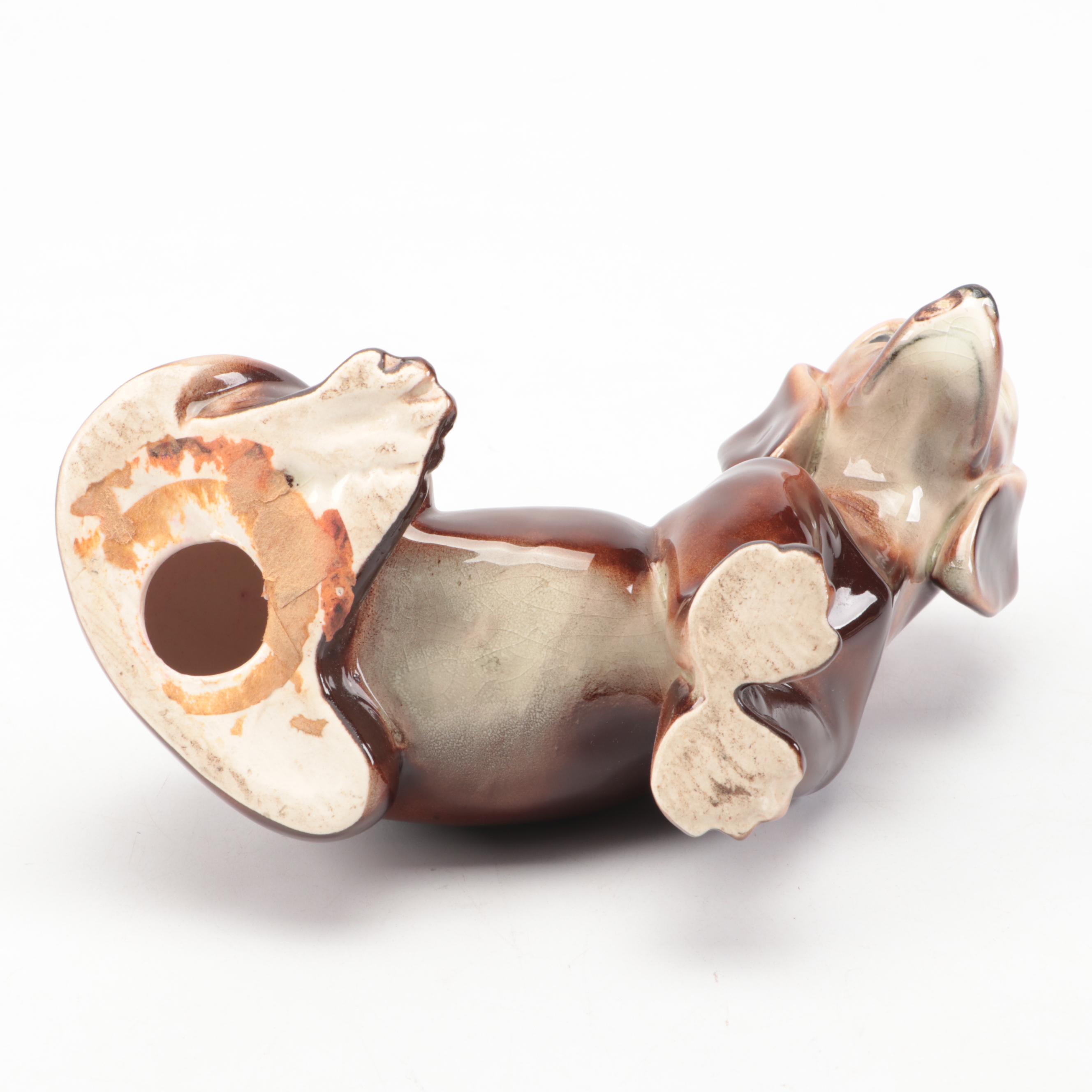 Dachshund Porcelain Figure with Esco Wood Parallel Ruler