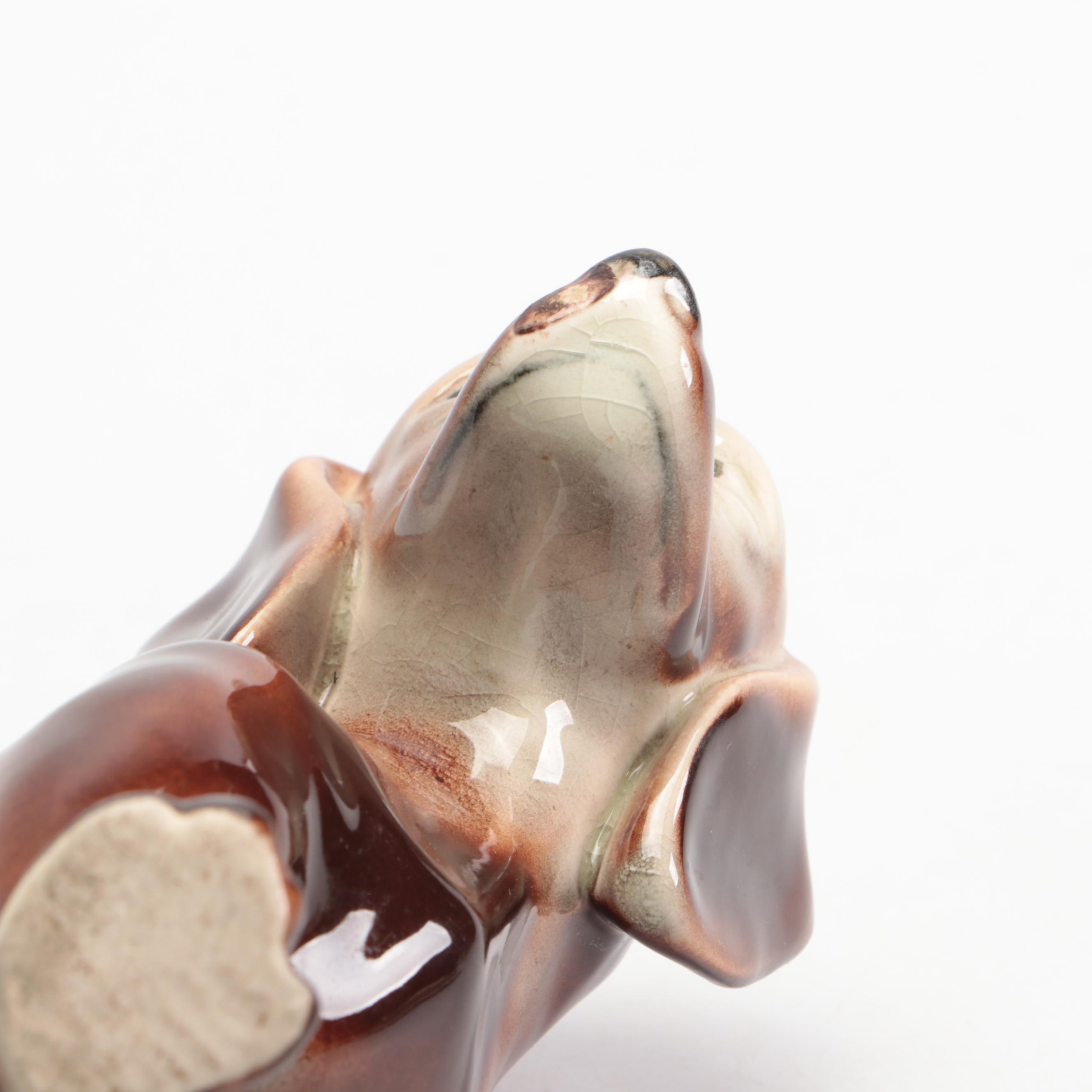 Dachshund Porcelain Figure with Esco Wood Parallel Ruler