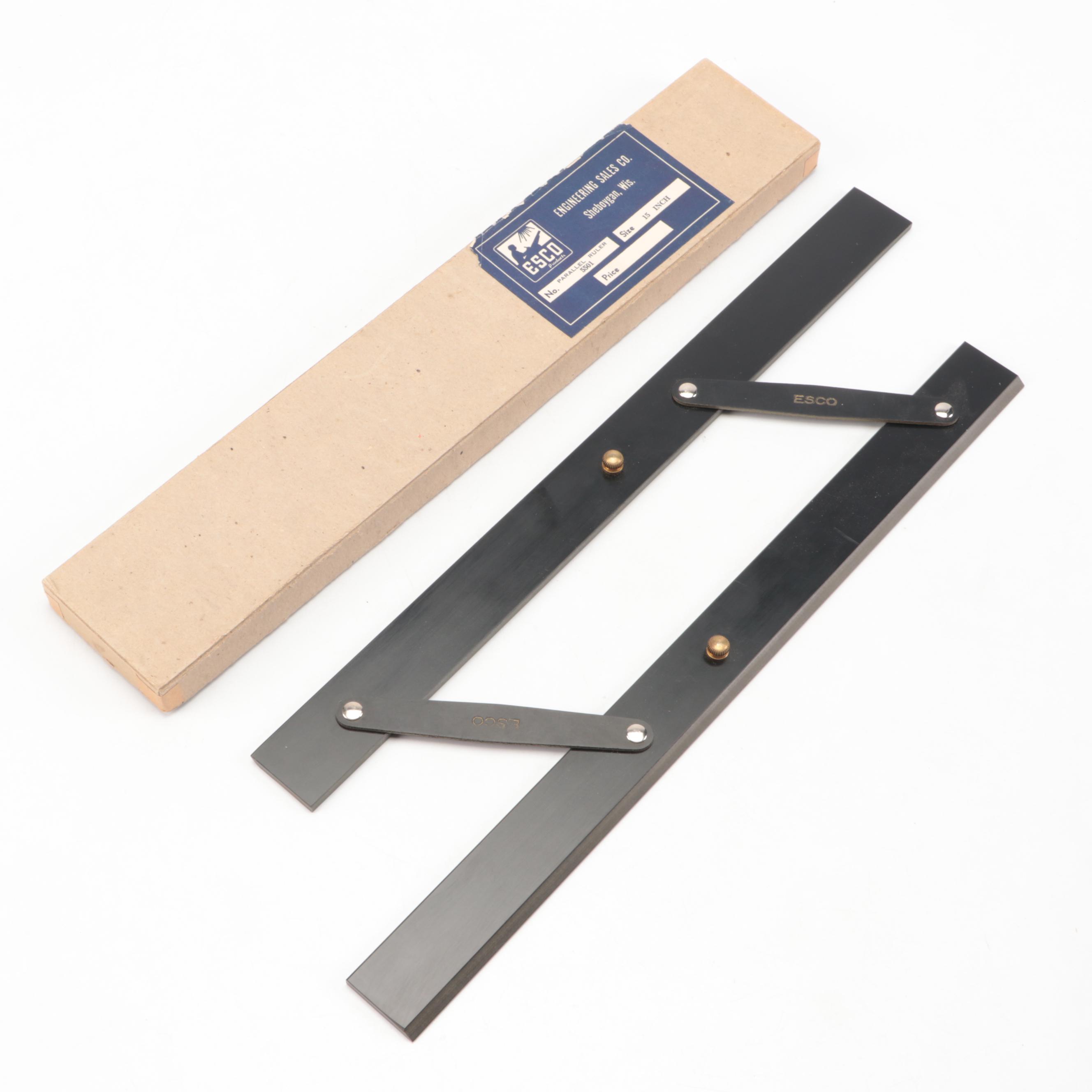 Dachshund Porcelain Figure with Esco Wood Parallel Ruler