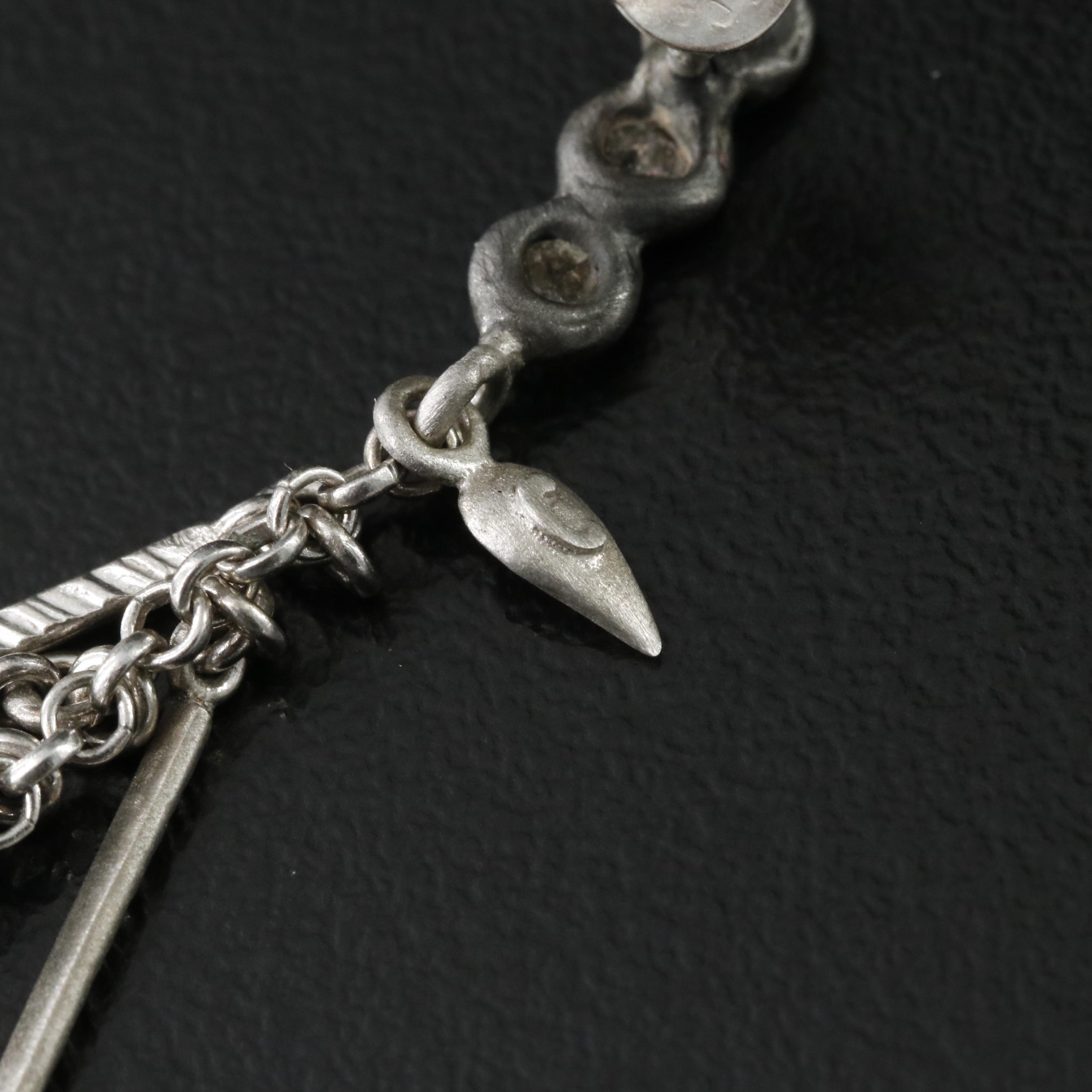 Sterling Tassel Earrings with Diamond Accents Attributed to Coomi