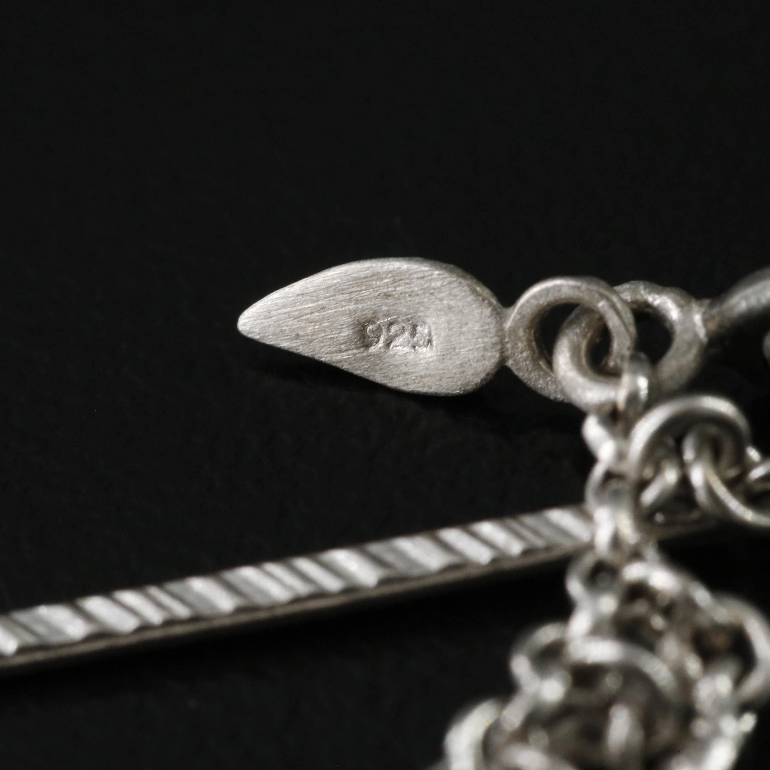 Sterling Tassel Earrings with Diamond Accents Attributed to Coomi