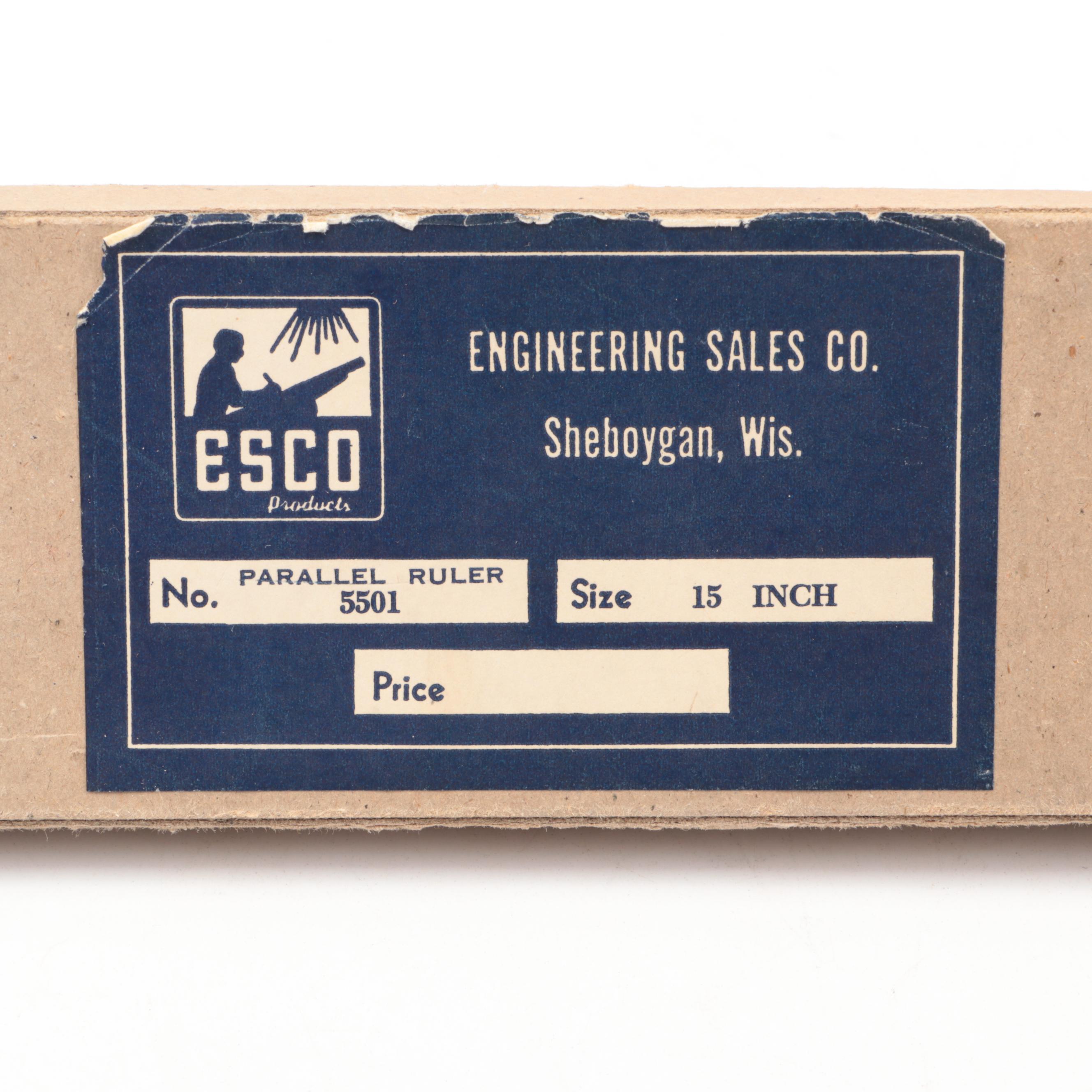 Dachshund Porcelain Figure with Esco Wood Parallel Ruler