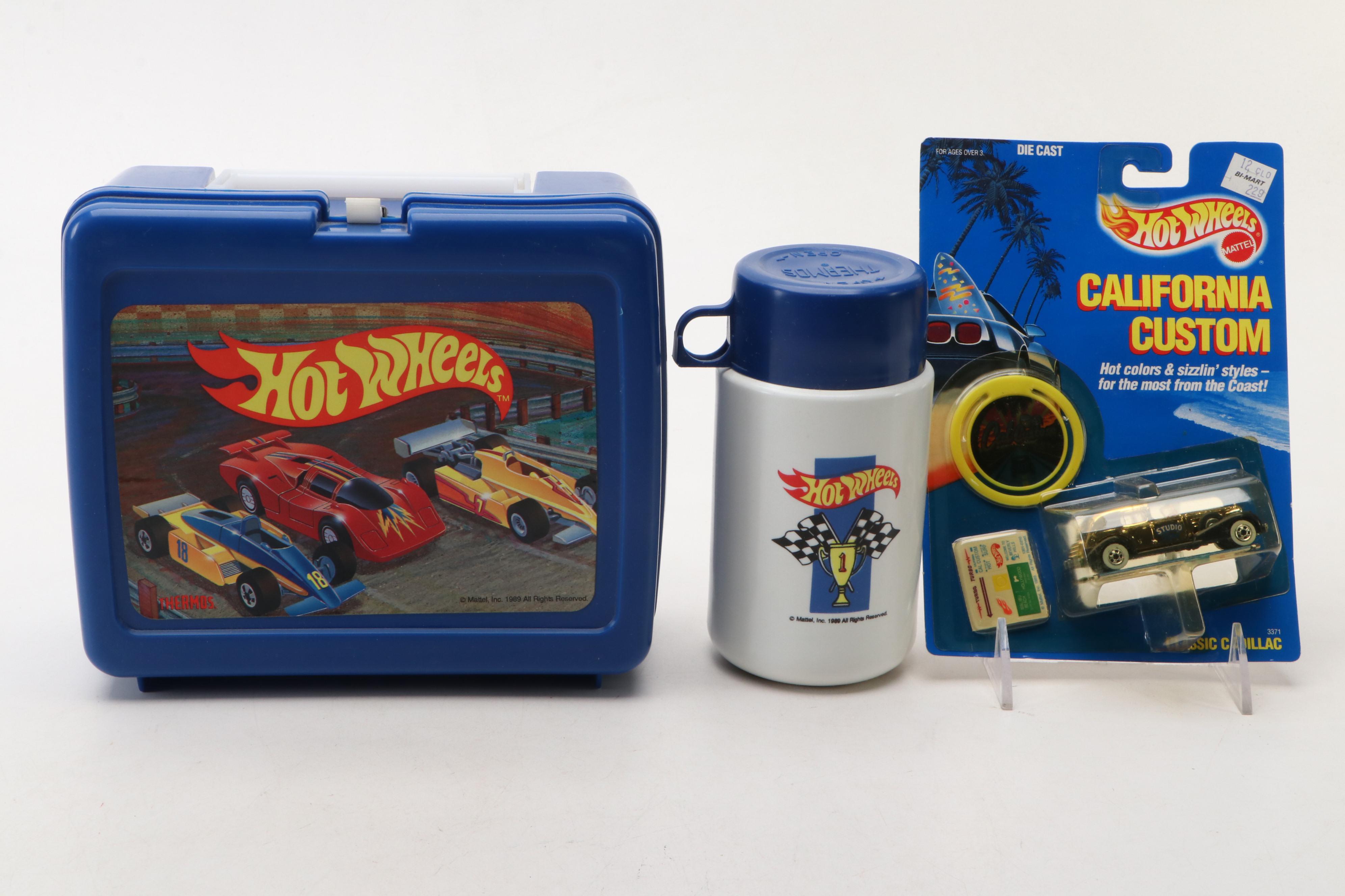 Hot Wheels "Classic Cadillac" with Other Toy Cars, Lunchbox and Canteen
