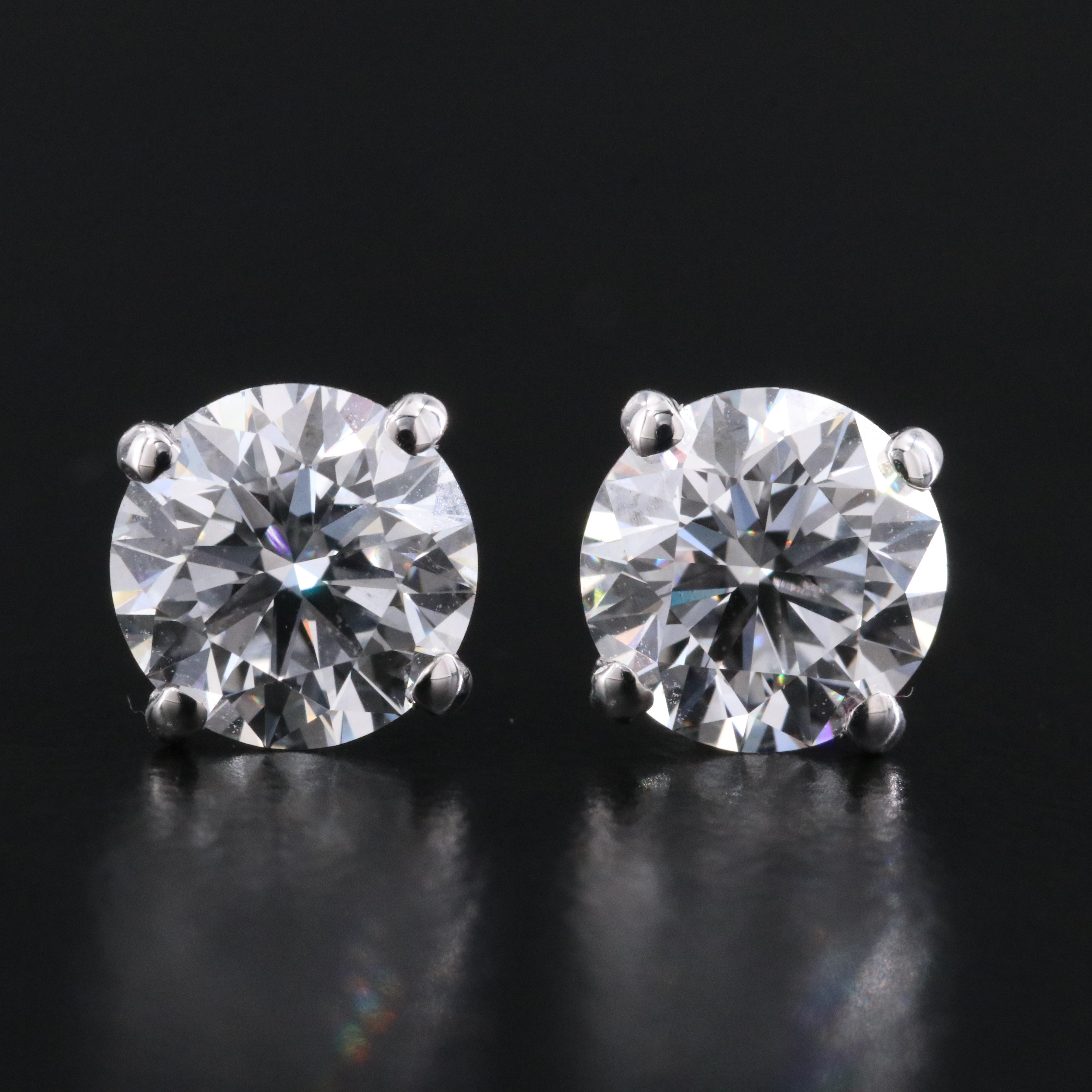 18K 2.05 CTW Internally Flawless Lab Grown Diamond Stud Earrings with IGI Report