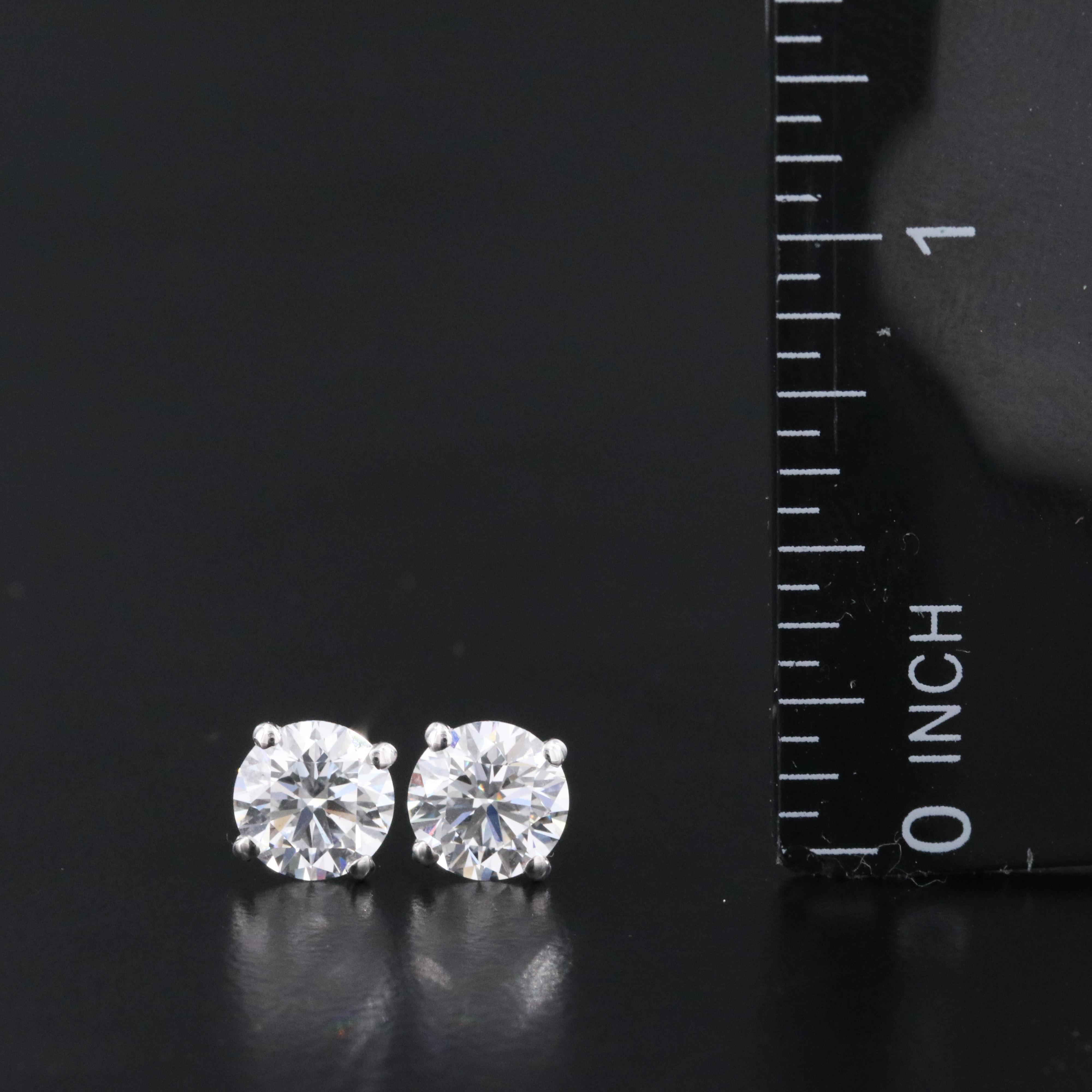 18K 2.05 CTW Internally Flawless Lab Grown Diamond Stud Earrings with IGI Report