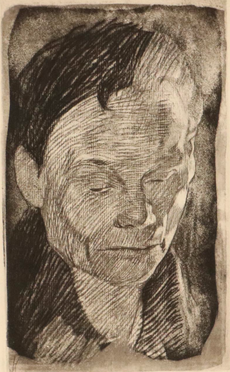 Portrait Etching After Käthe Kollwitz "Frauenkopf," Mid-20th Century