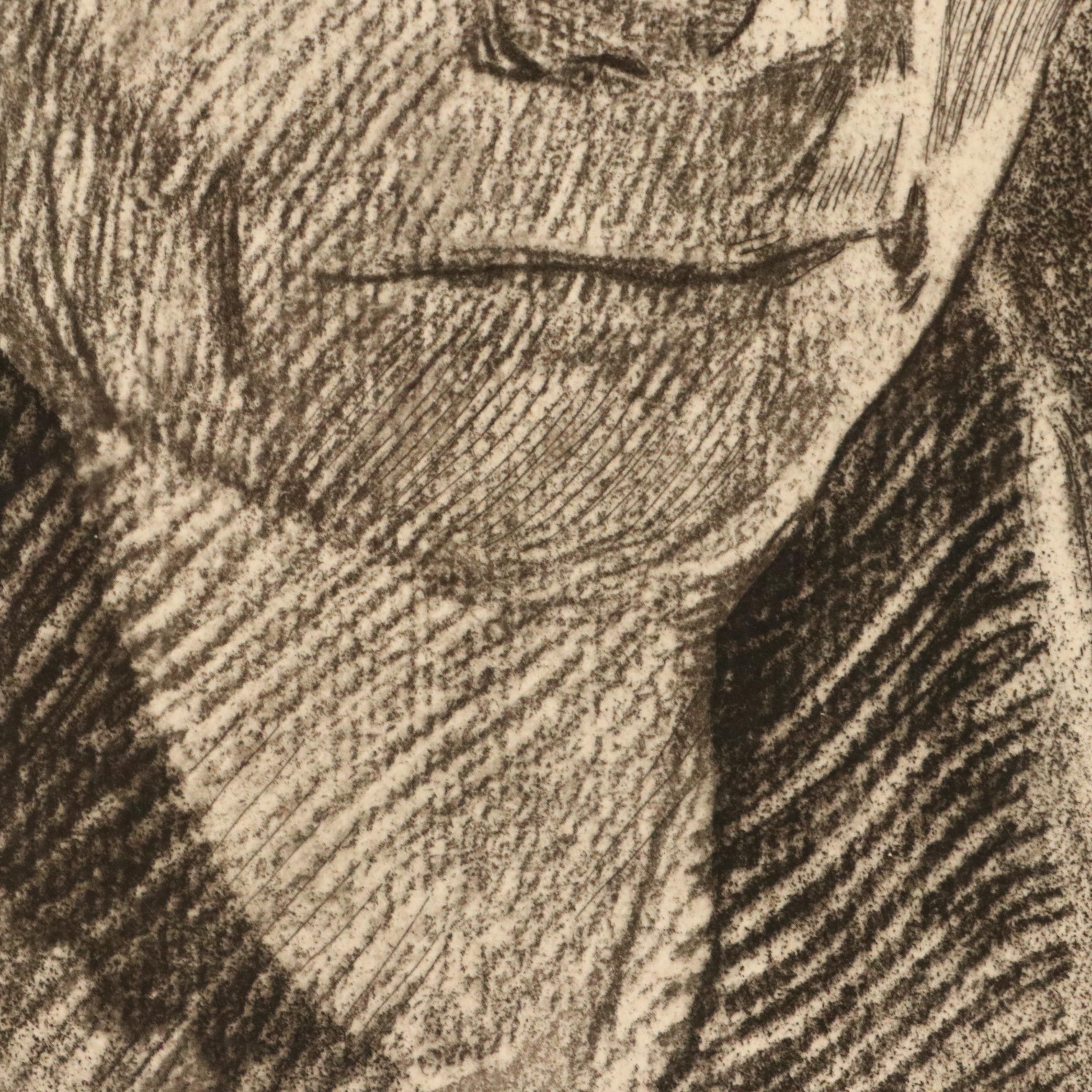 Portrait Etching After Käthe Kollwitz "Frauenkopf," Mid-20th Century