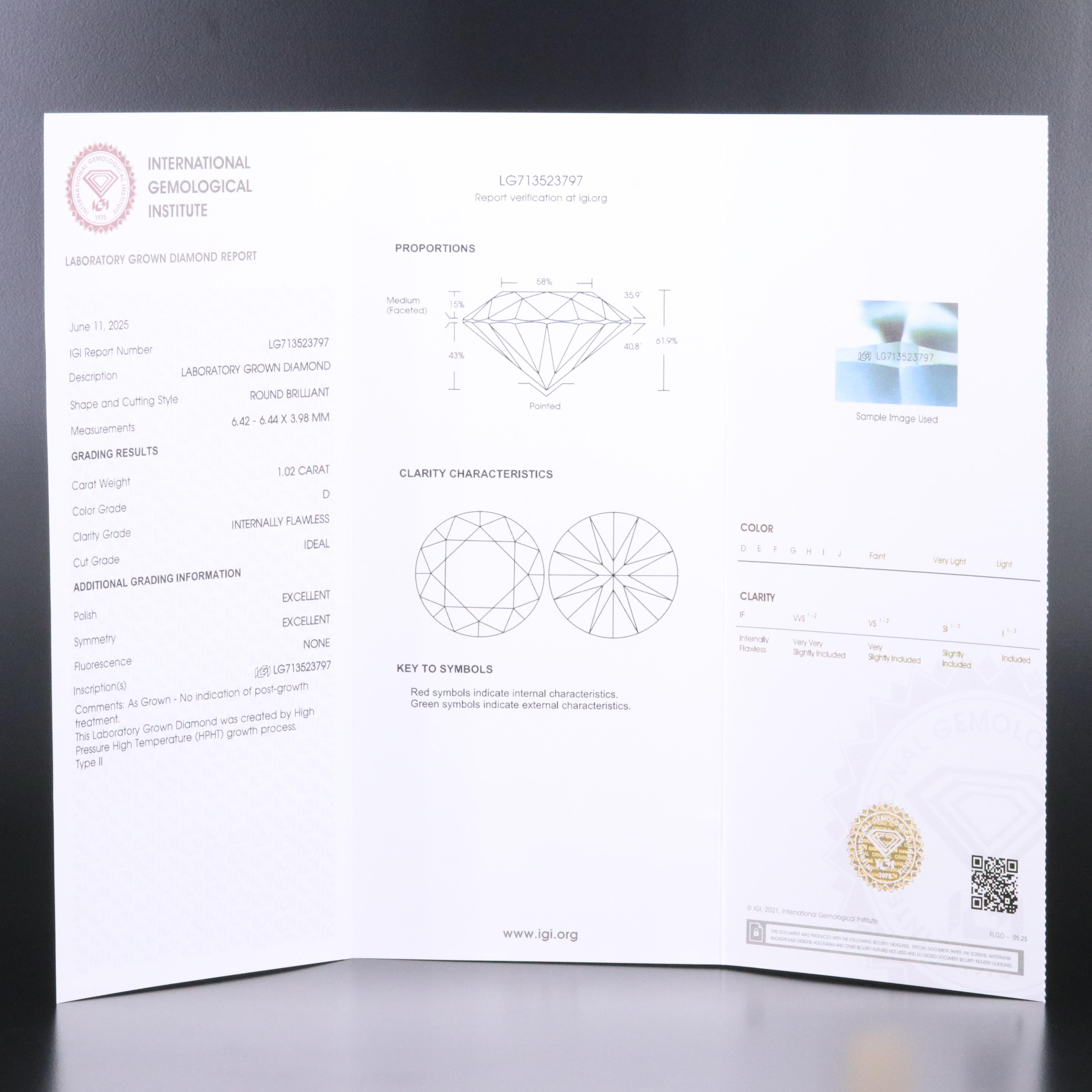 18K 2.05 CTW Internally Flawless Lab Grown Diamond Stud Earrings with IGI Report