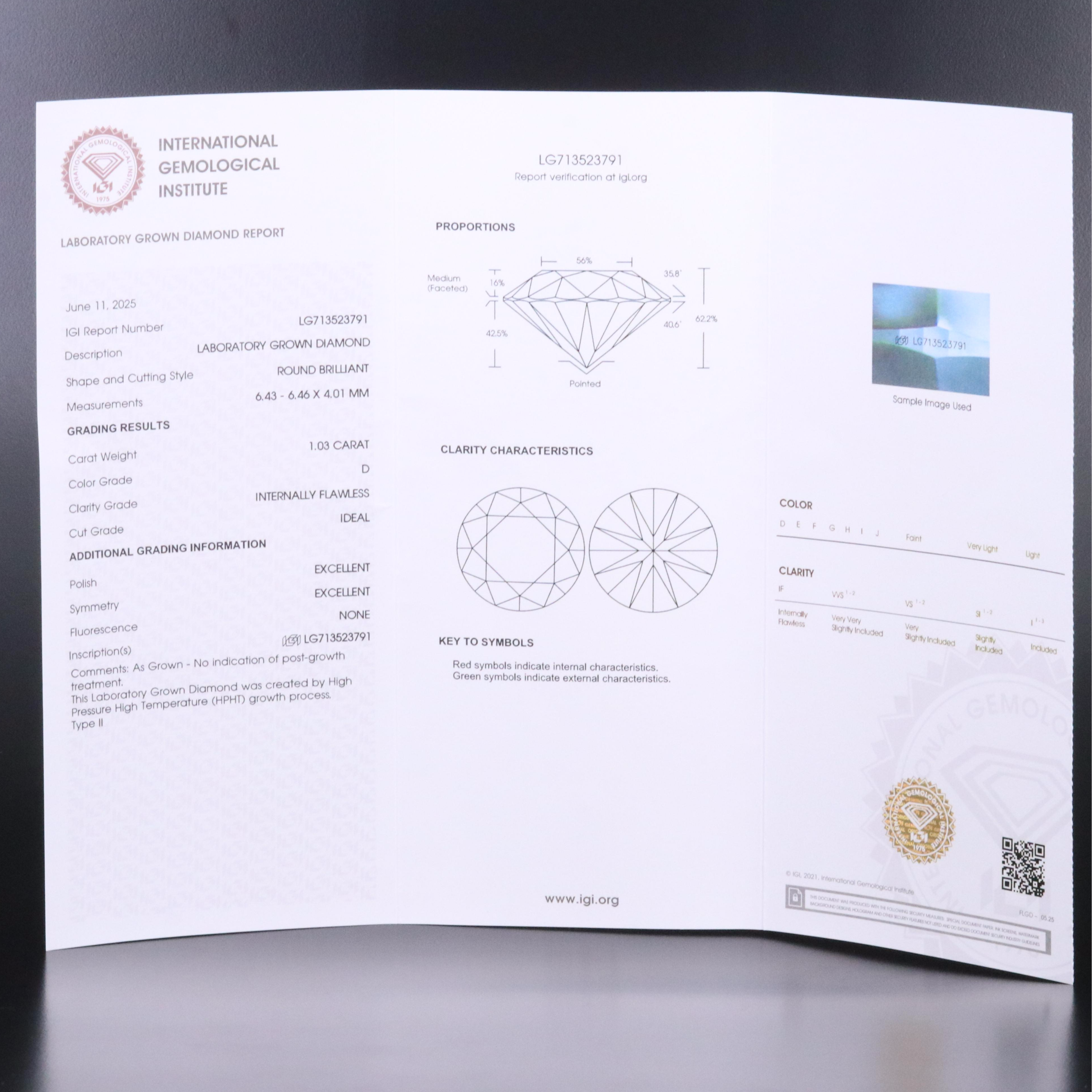 18K 2.05 CTW Internally Flawless Lab Grown Diamond Stud Earrings with IGI Report