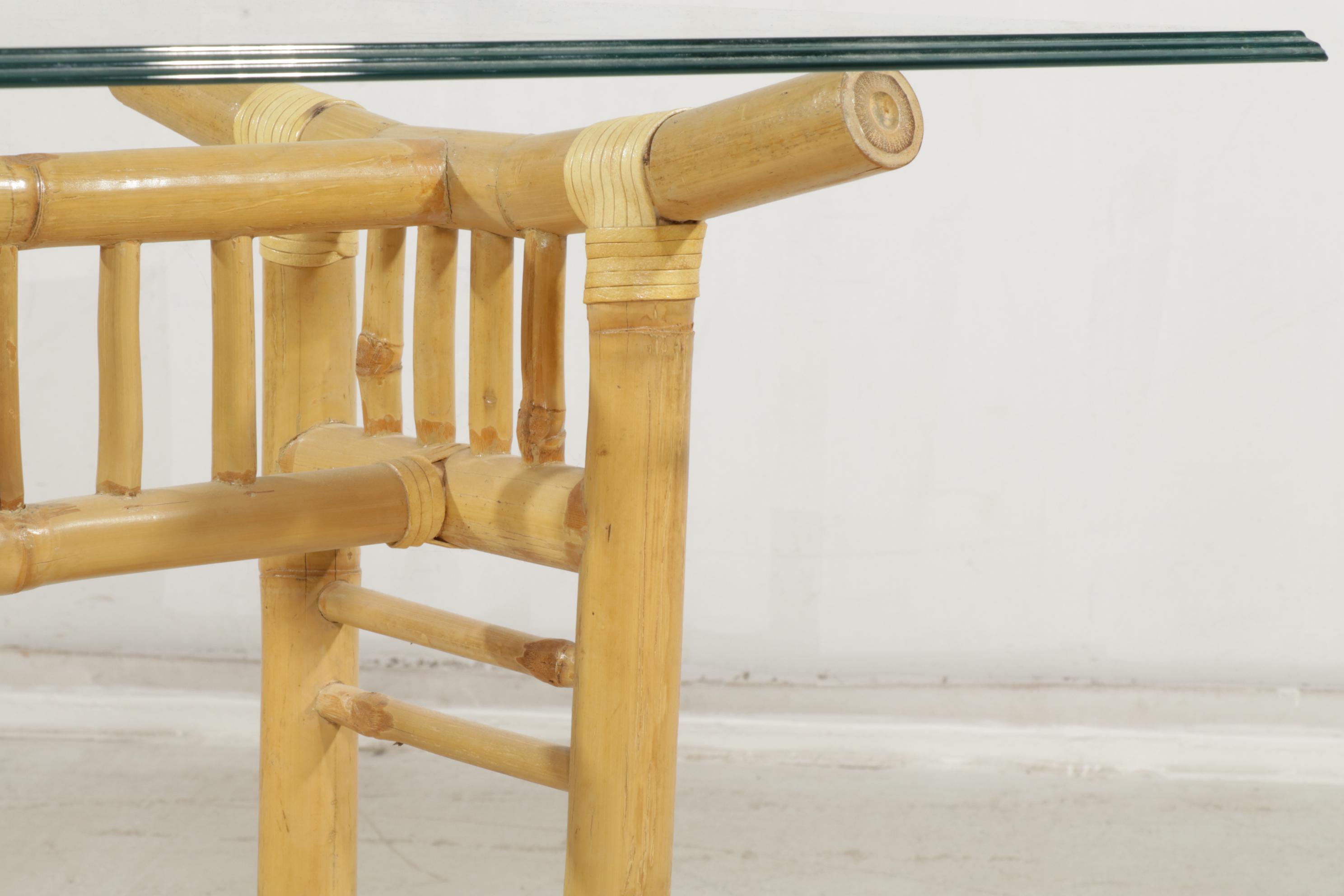 Bamboo Hall Table with Glass Top