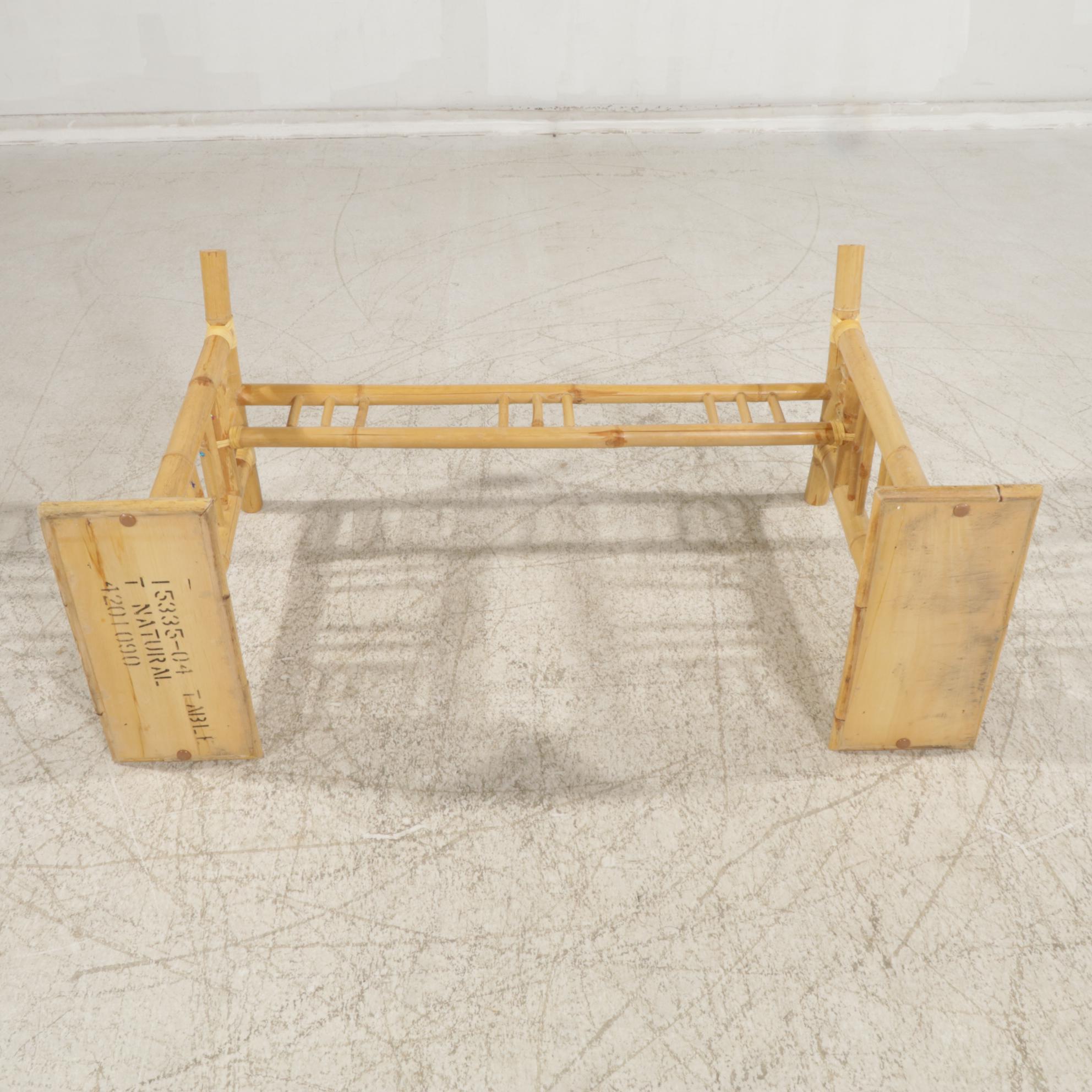 Bamboo Hall Table with Glass Top