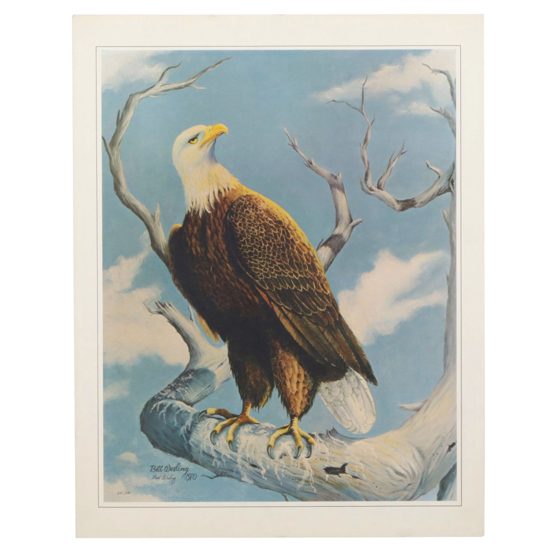 Bill Wesling "American Bald Eagle" Offset Lithograph, 1970