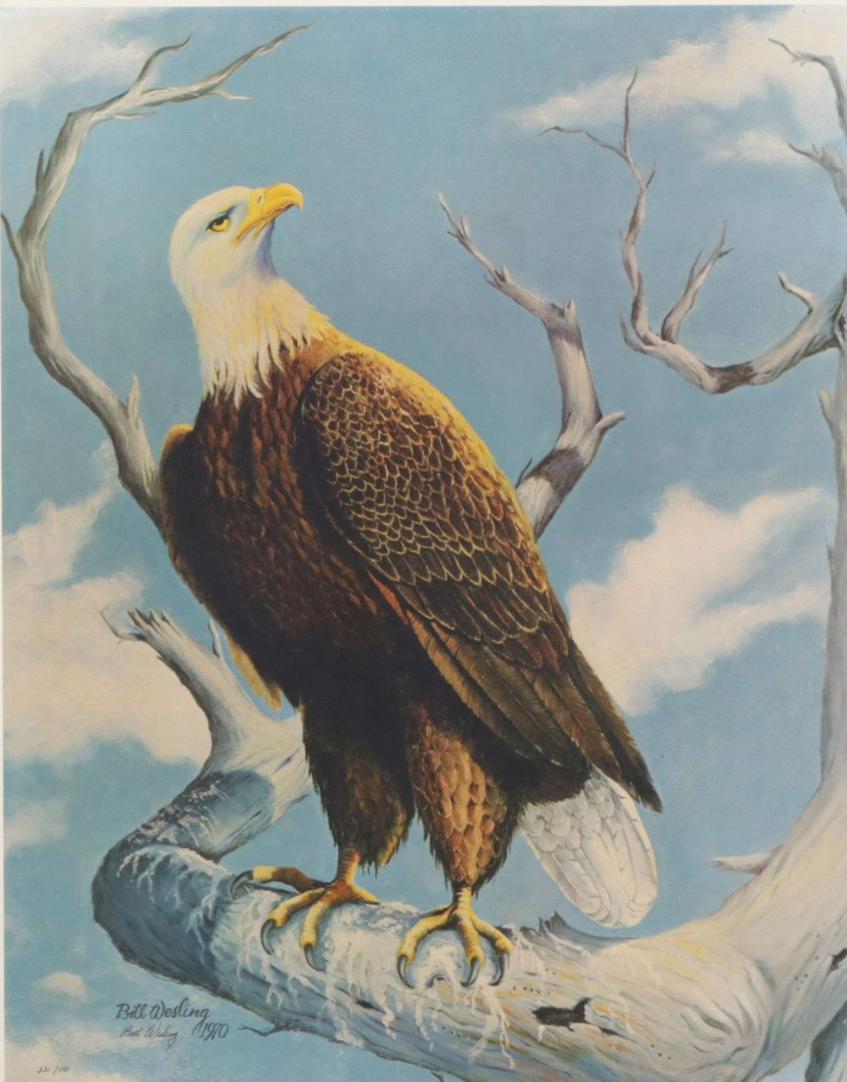 Bill Wesling "American Bald Eagle" Offset Lithograph, 1970