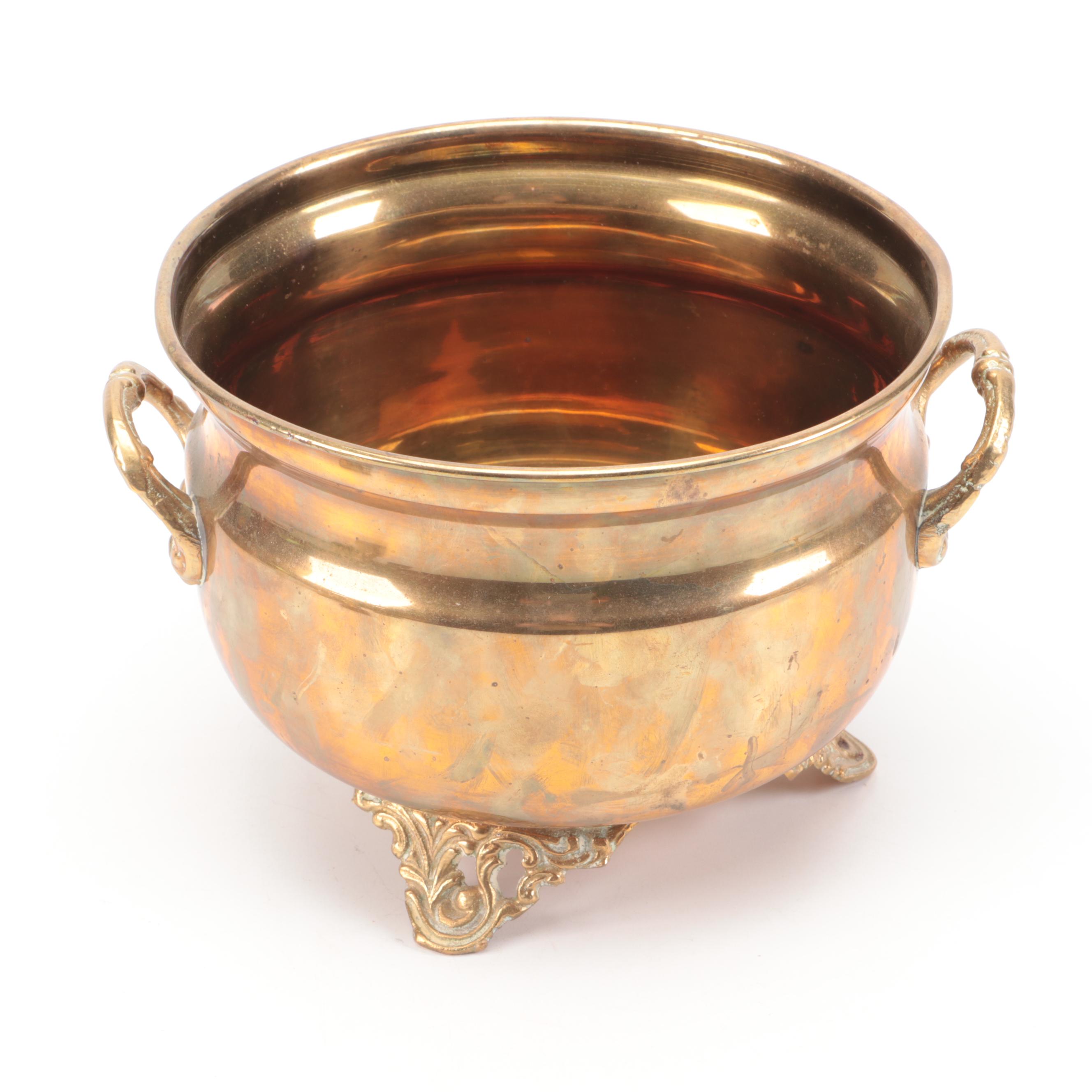 Lou Ehrlich Brass Candle Wall Sconces with Other Brass Table Accessories