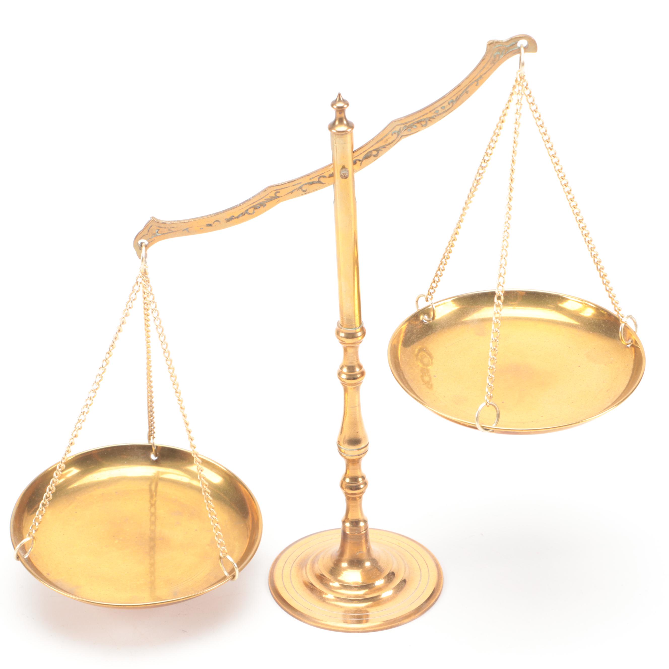 Lou Ehrlich Brass Candle Wall Sconces with Other Brass Table Accessories