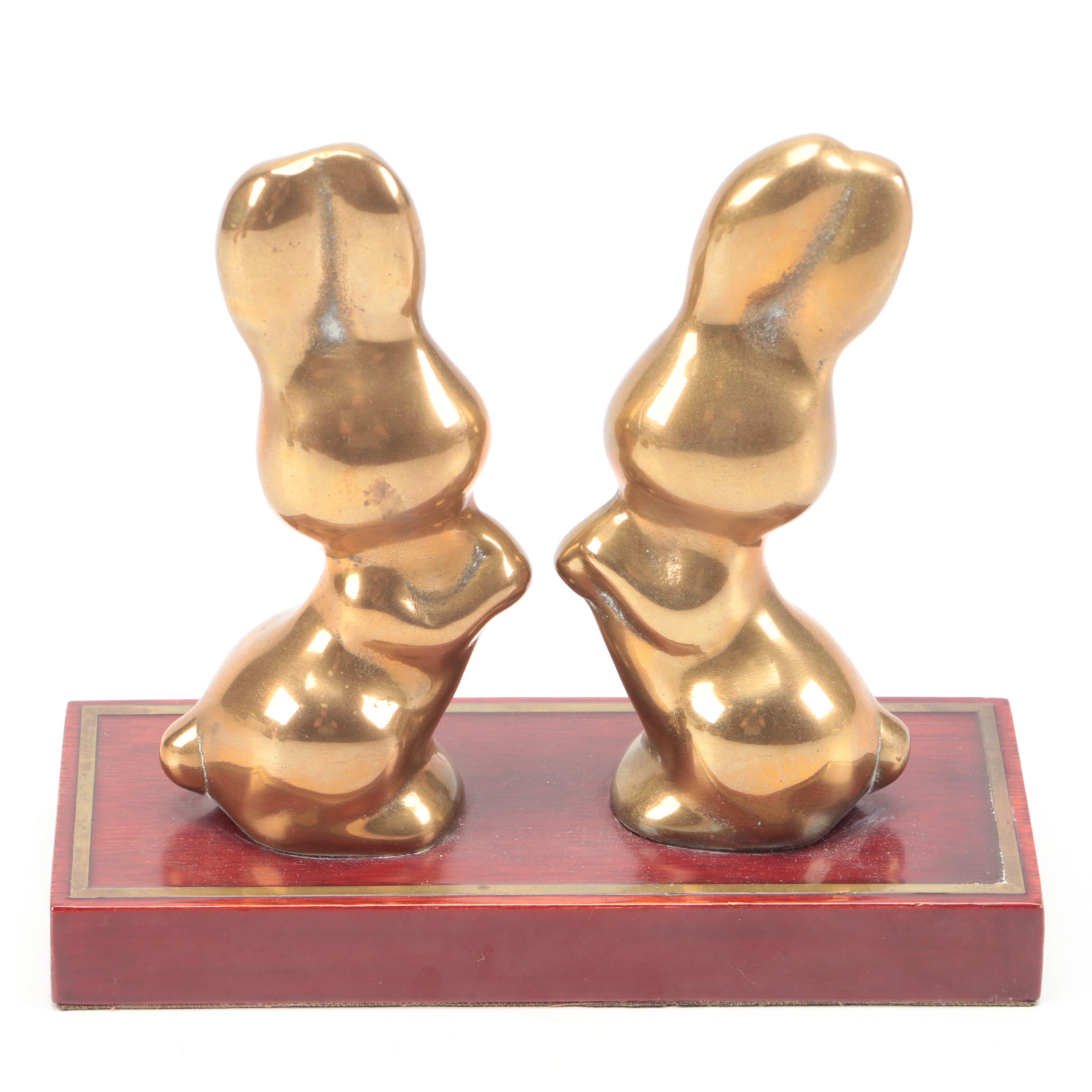 Lou Ehrlich Brass Candle Wall Sconces with Other Brass Table Accessories