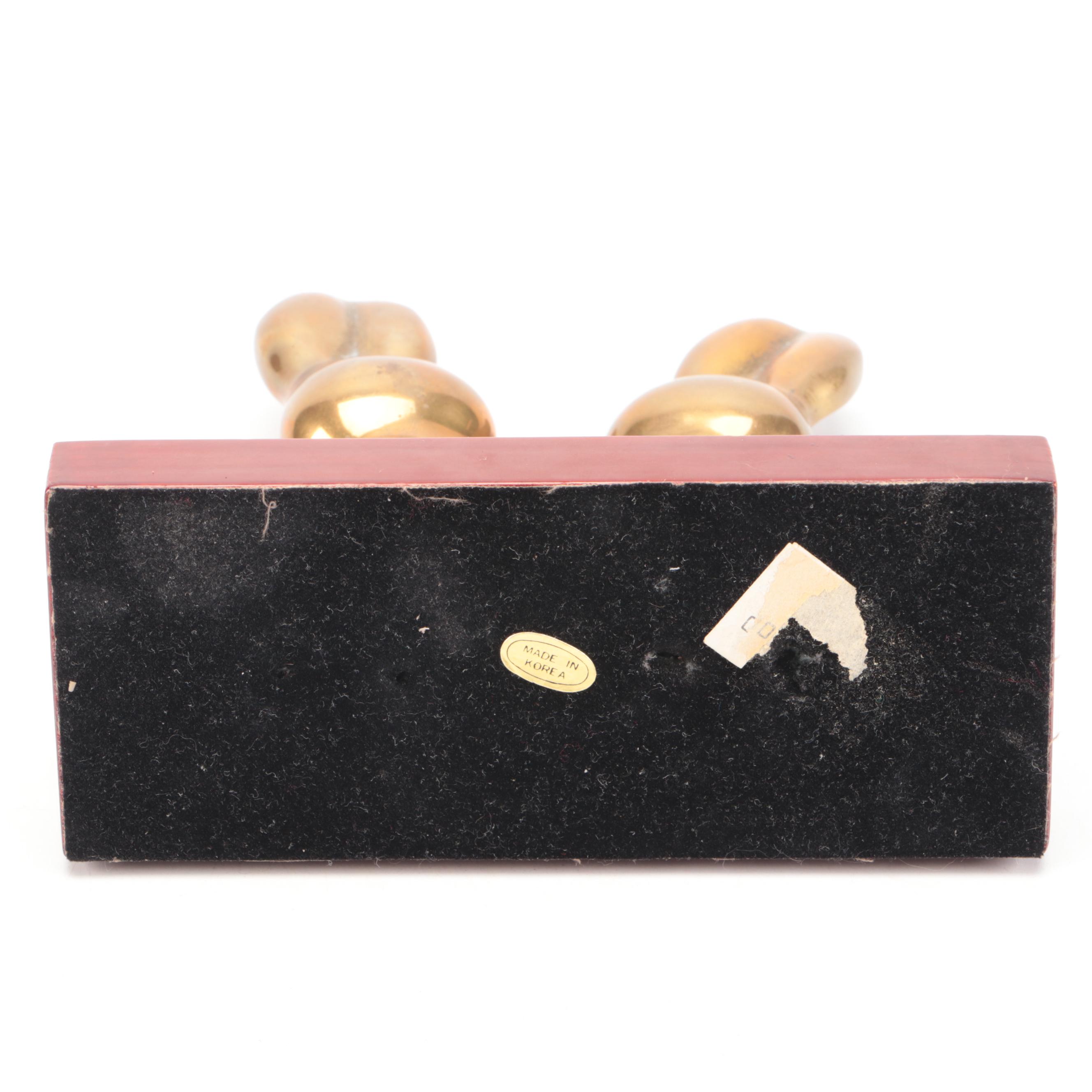 Lou Ehrlich Brass Candle Wall Sconces with Other Brass Table Accessories