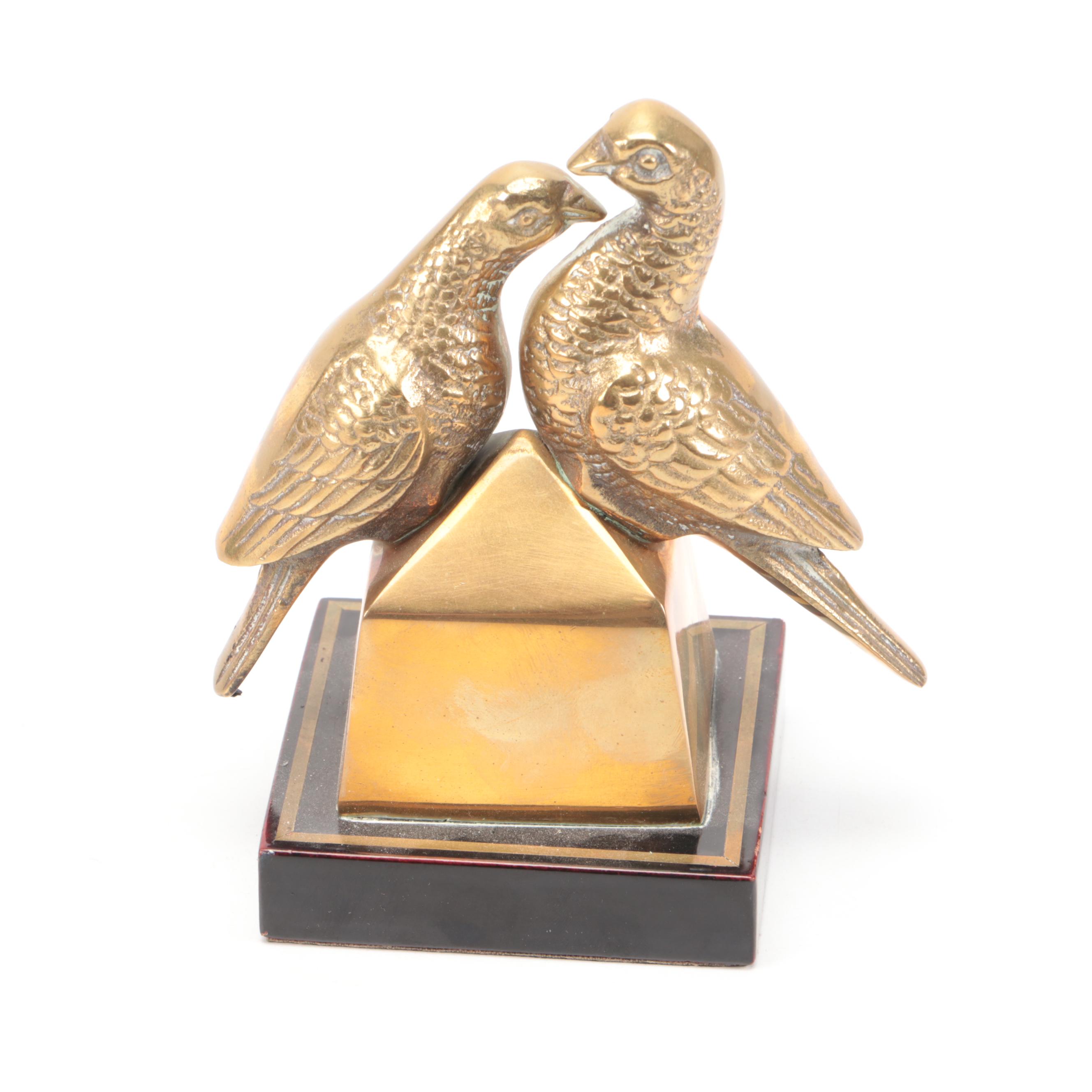 Lou Ehrlich Brass Candle Wall Sconces with Other Brass Table Accessories