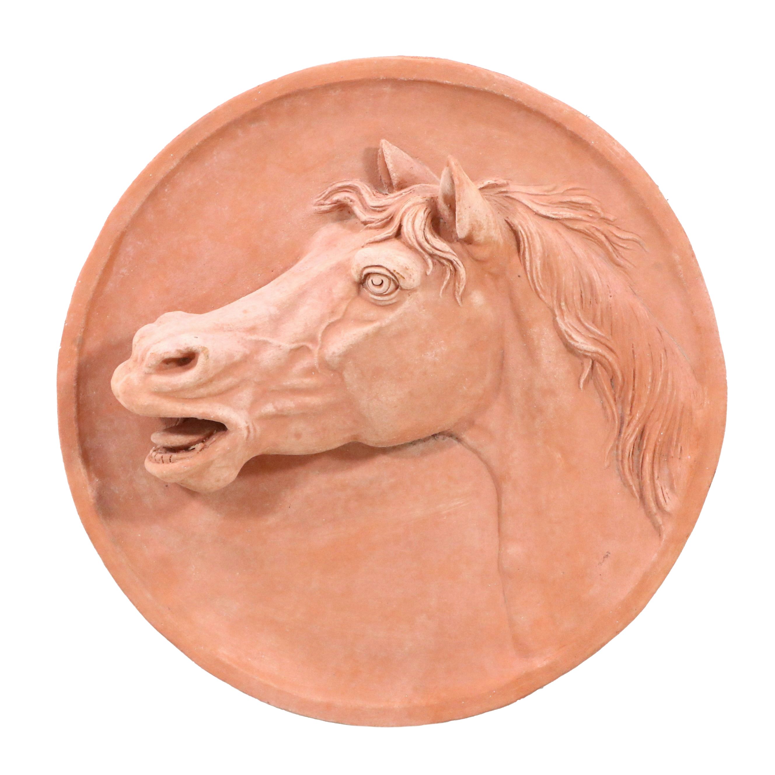 Italian Terracotta M.I.T.A.L. Horse Head Mold-Cast Wall Plaque