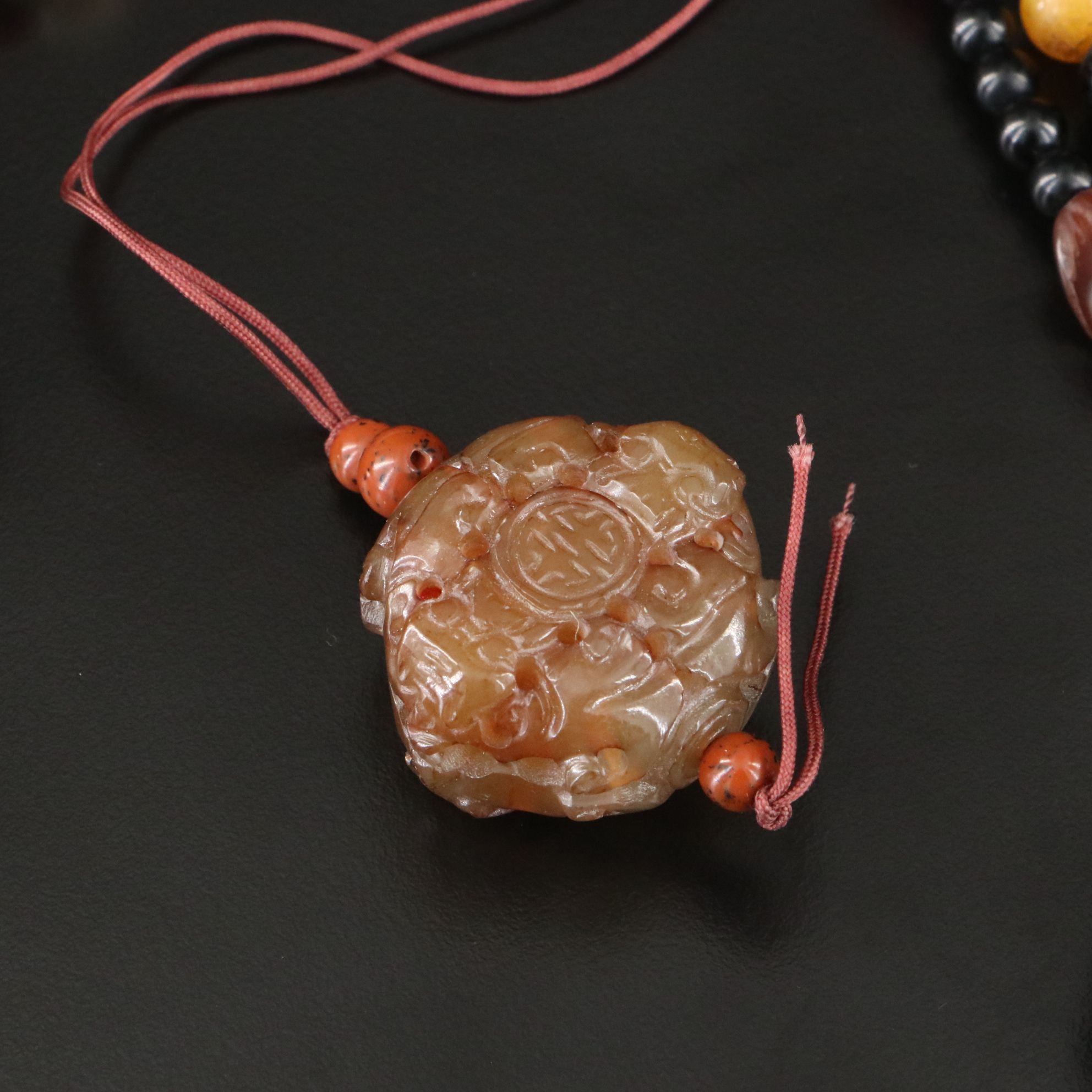 Black Onyx, Carnelian and Prayer Beads Featured in Necklaces and Bracelets