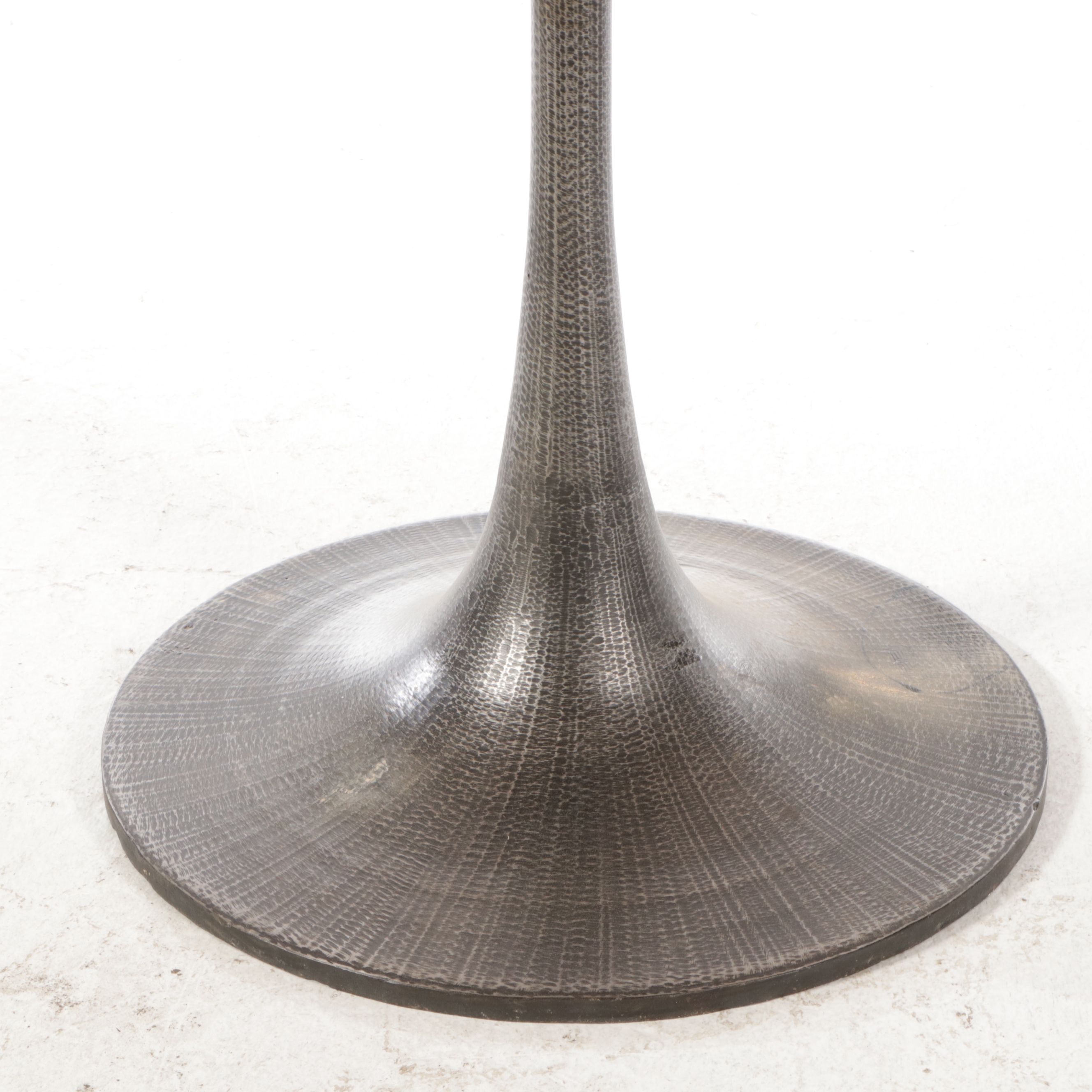 Contemporary Dining Table with White Washed Wooden Top & Hammered Metal Base