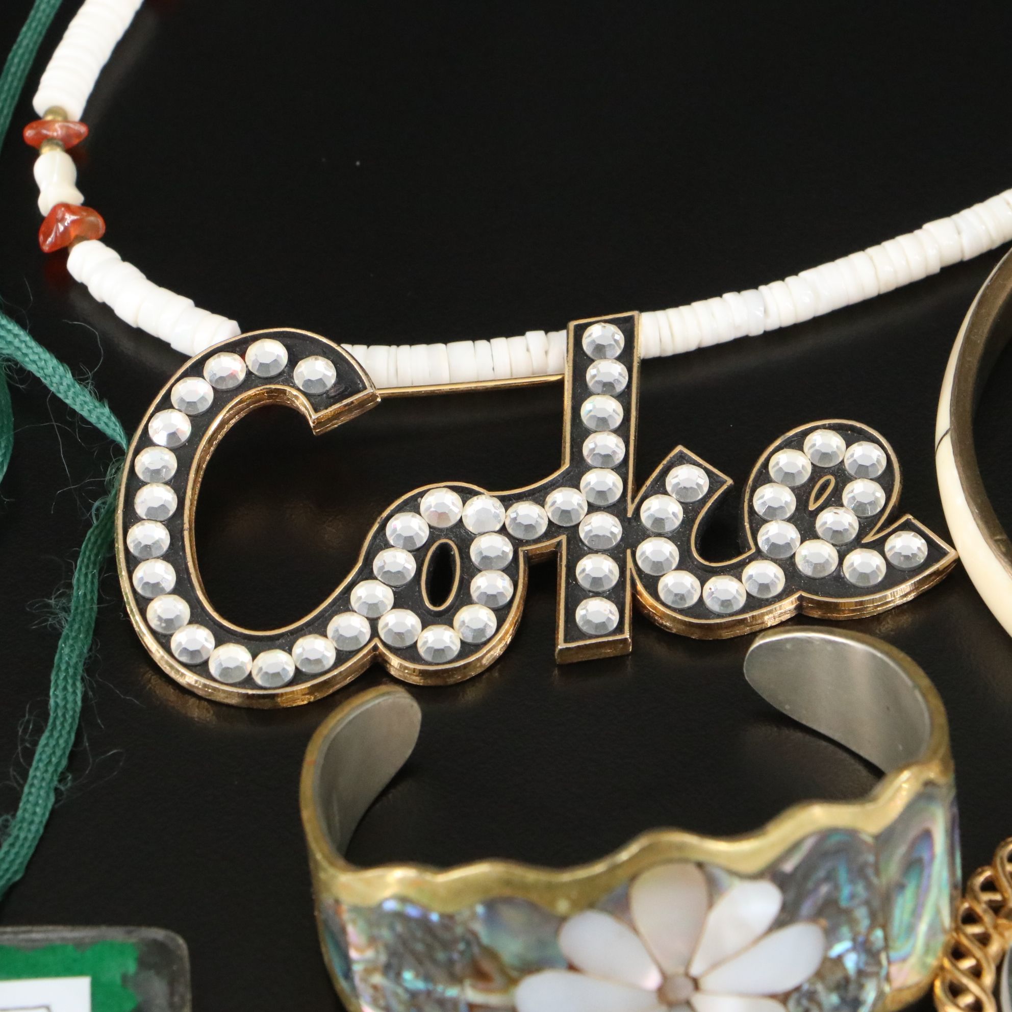 Chinese Export Earrings, Sterling and Abalone Featured in Jewelry Assortment