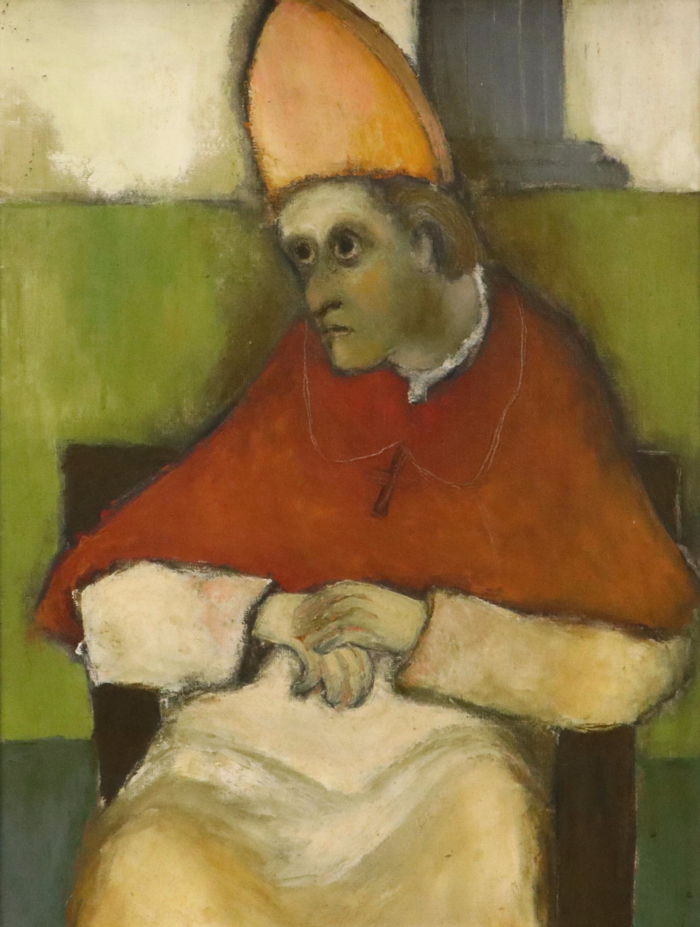 Stylized Portrait Oil Painting "Cardinale," 1958