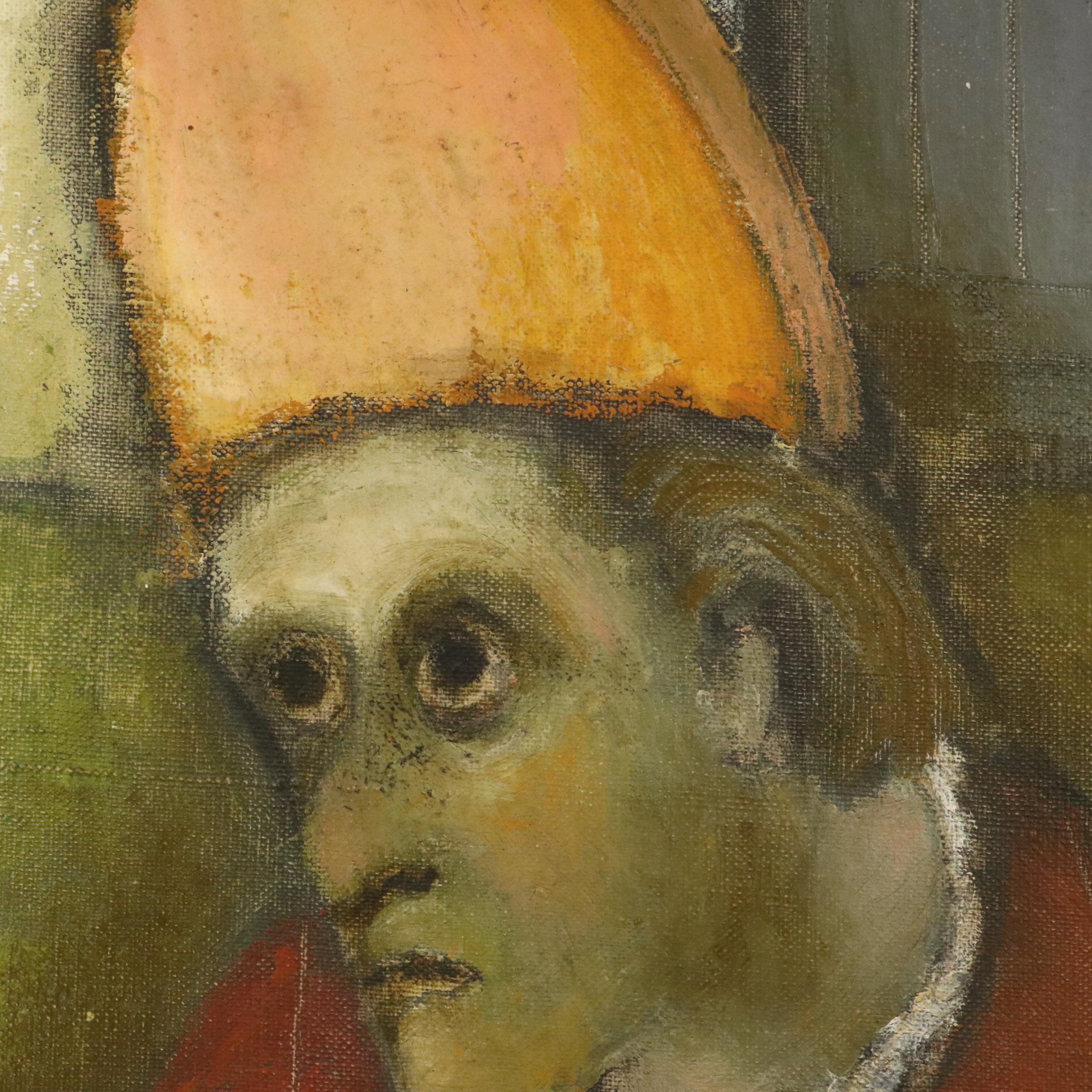 Stylized Portrait Oil Painting "Cardinale," 1958