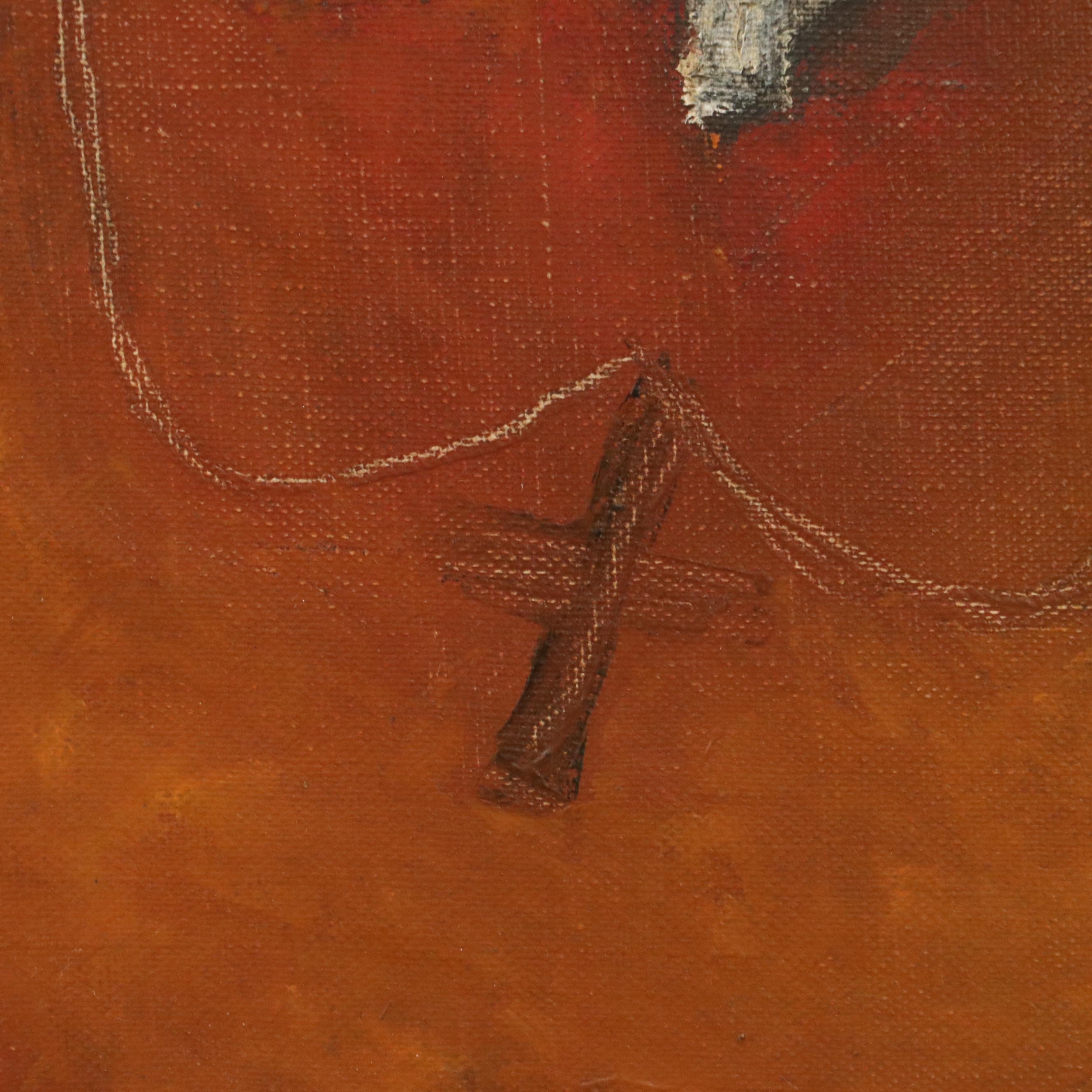 Stylized Portrait Oil Painting "Cardinale," 1958