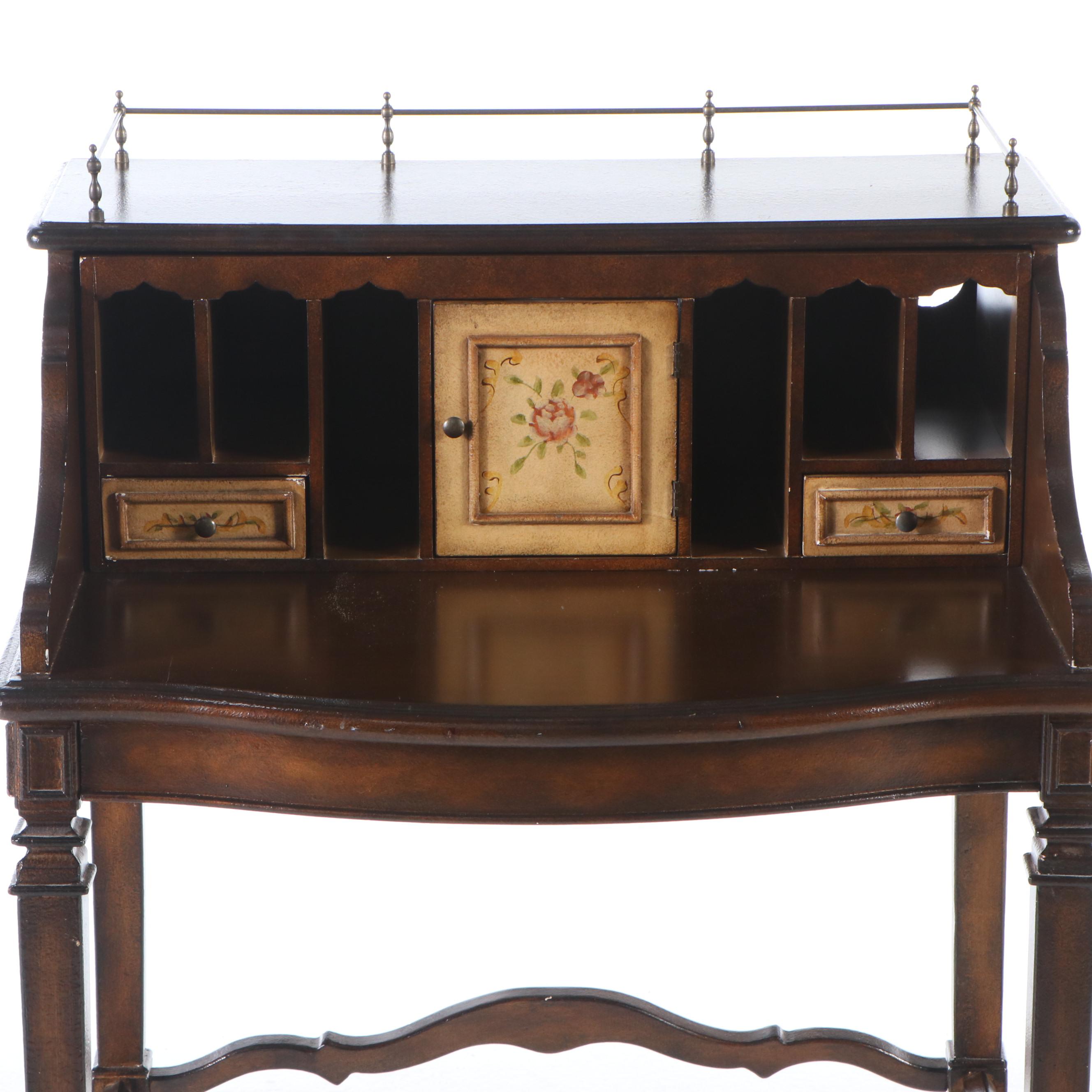 Napoleon III Style Wooden Desk with Gallery Top