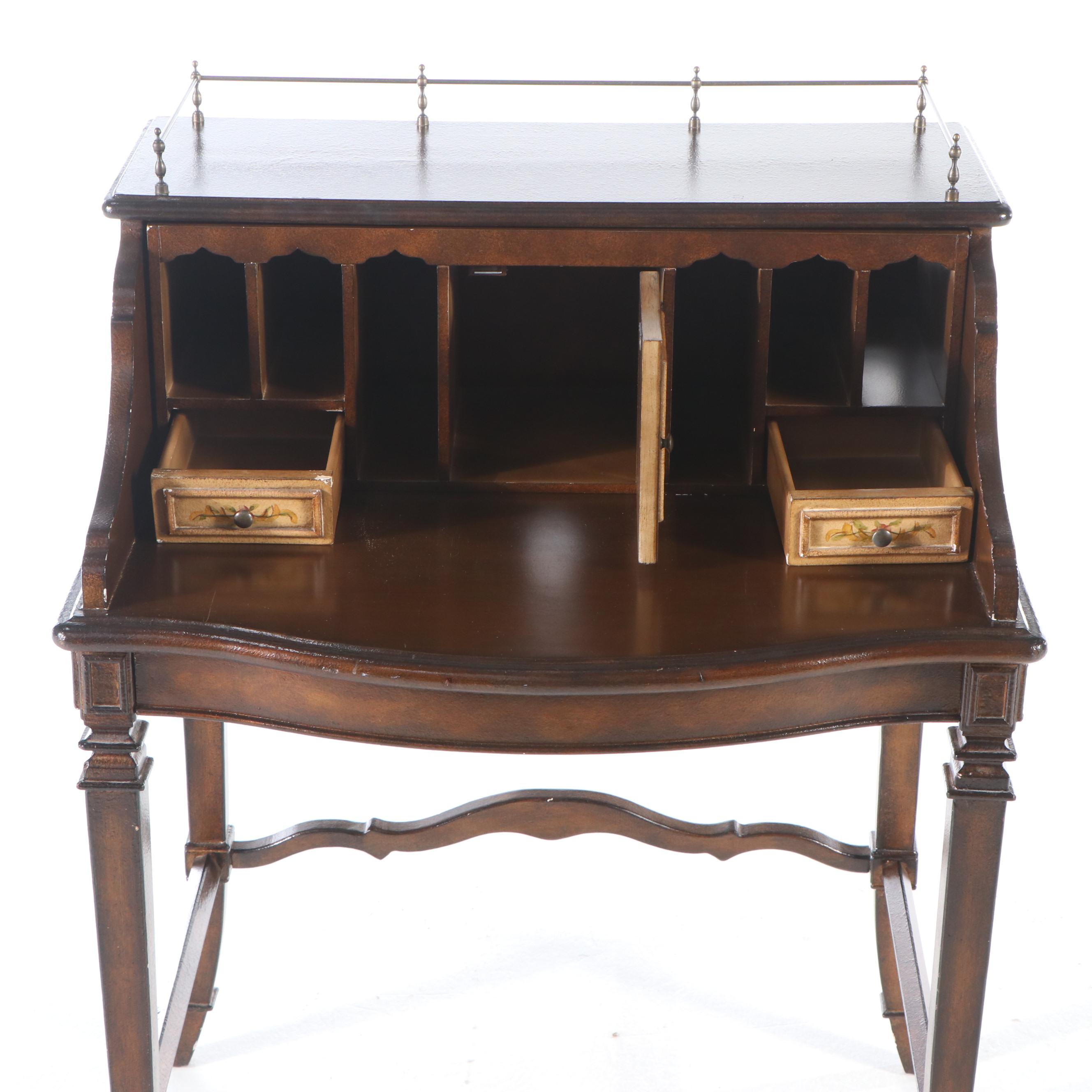 Napoleon III Style Wooden Desk with Gallery Top