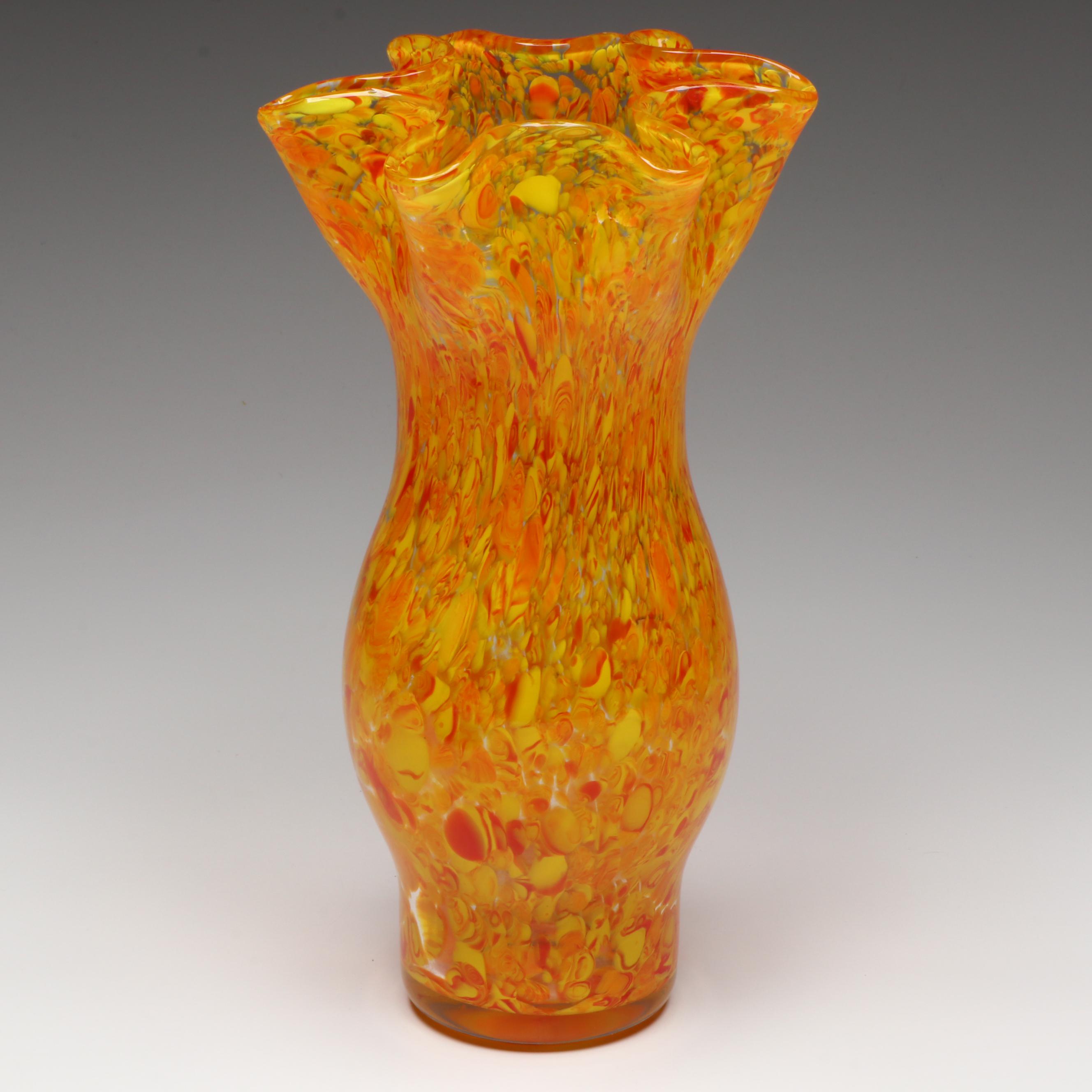 Hanna Bahral Fused Glass Decorative Plate Depicting Jerusalem with Vase