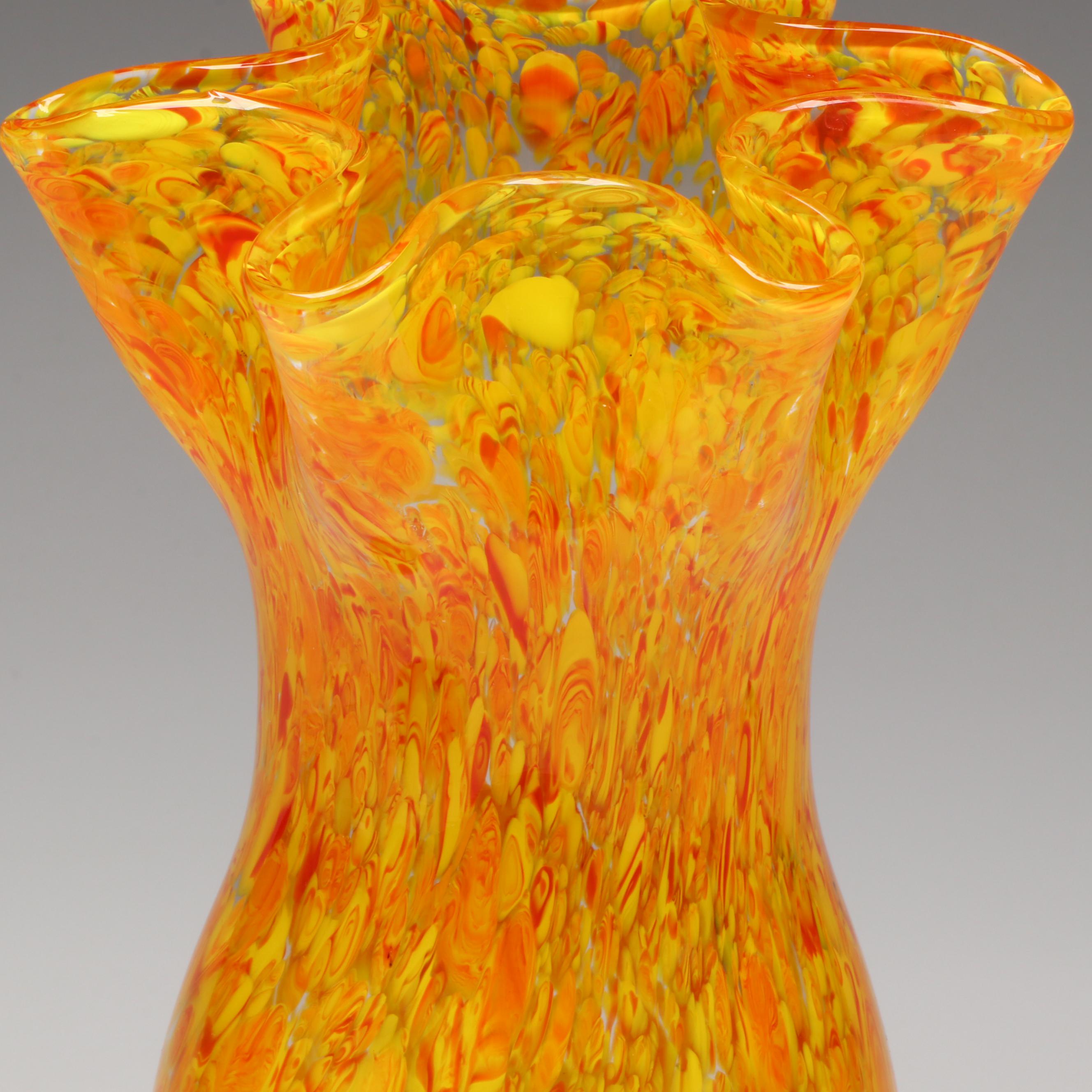 Hanna Bahral Fused Glass Decorative Plate Depicting Jerusalem with Vase